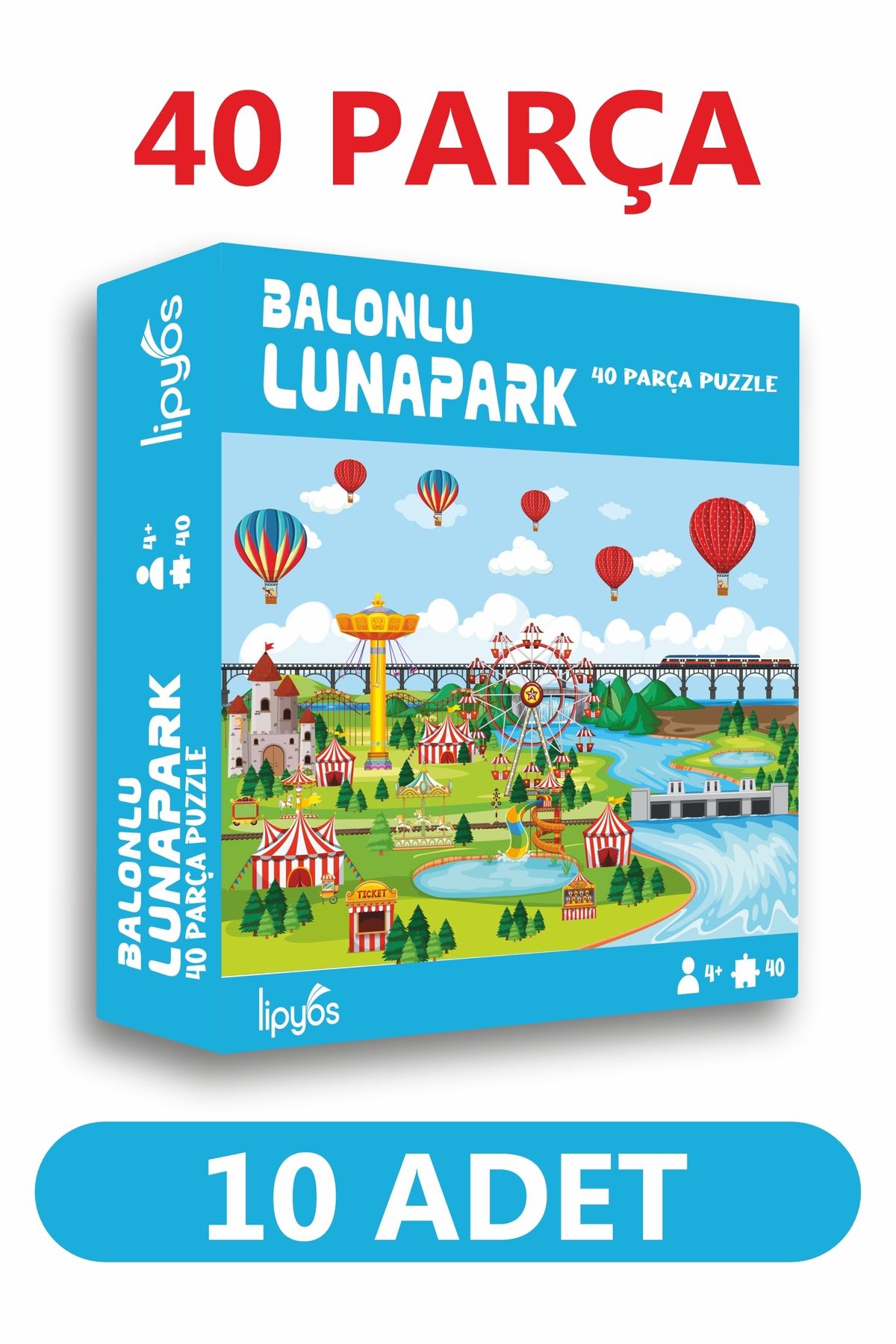 LİPYOS 40 Parça BalonluLunapark Mukavva Mini...