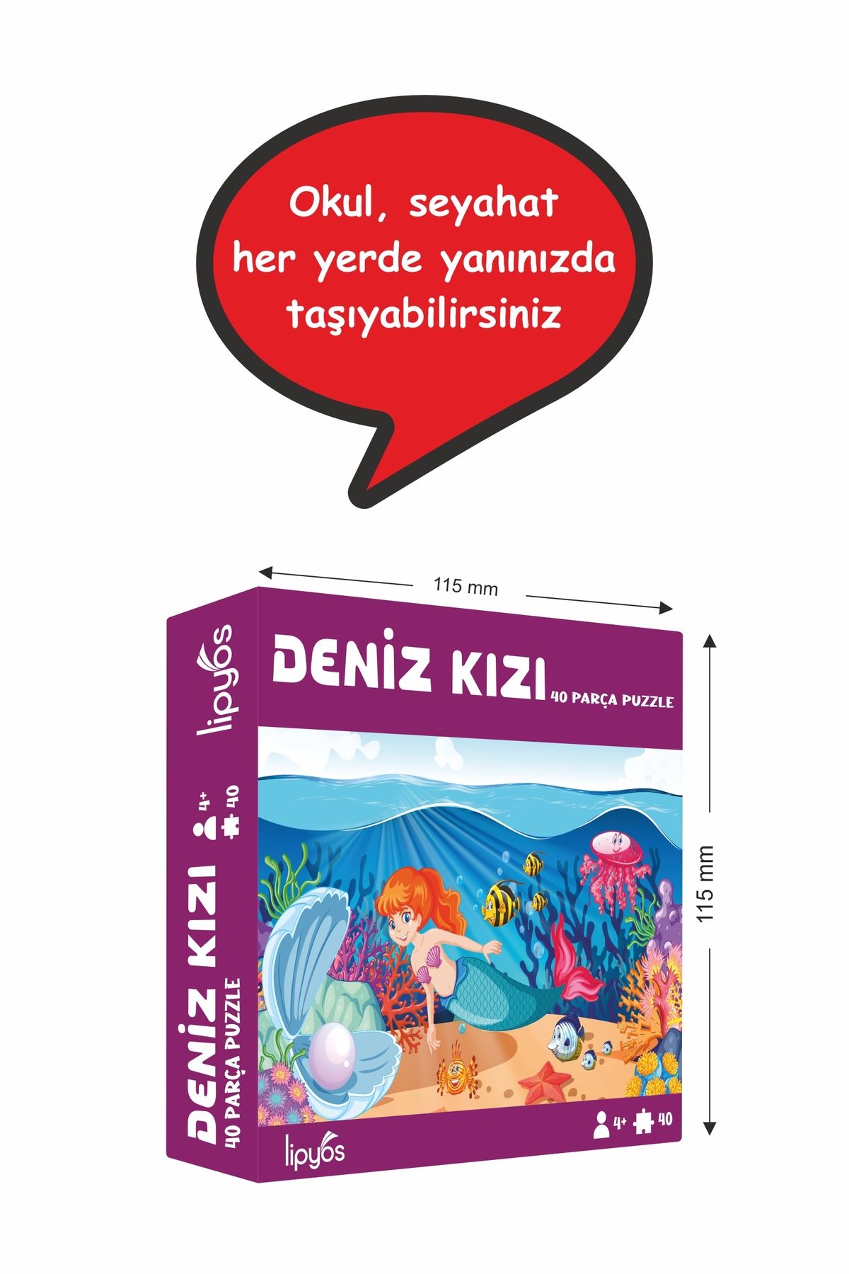 40 Parça Deniz Kızı Mukavva Mini Puzzle 10 Adet