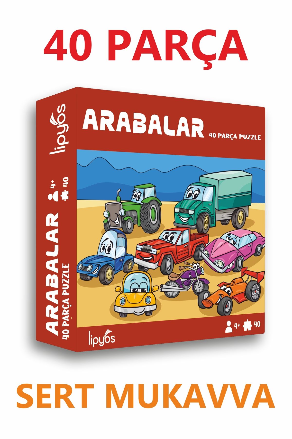 40 Parça Arabalar Mukavva Mini Puzzle 10 Adet