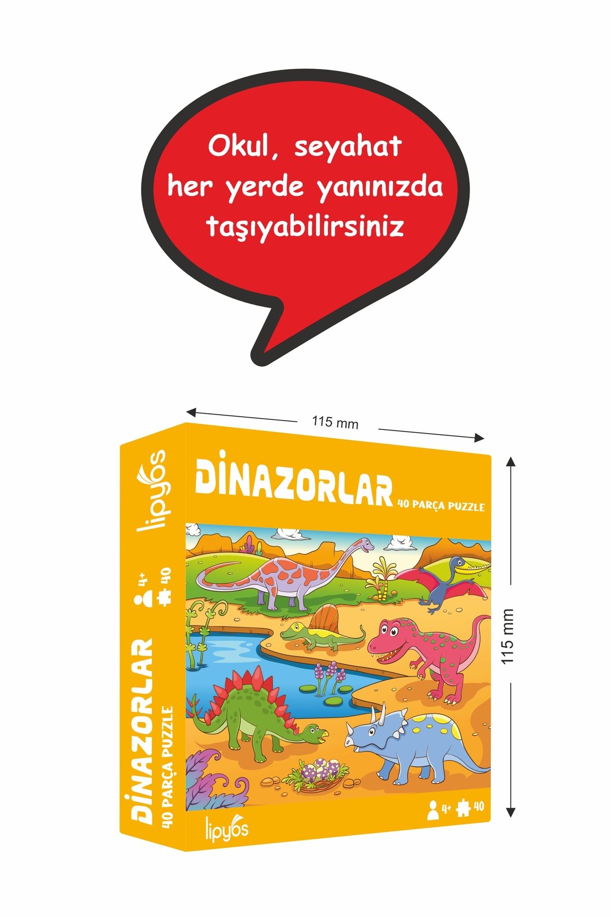 40 Parça Dinazorlar-2 Mukavva Mini Puzzle 10 Adet