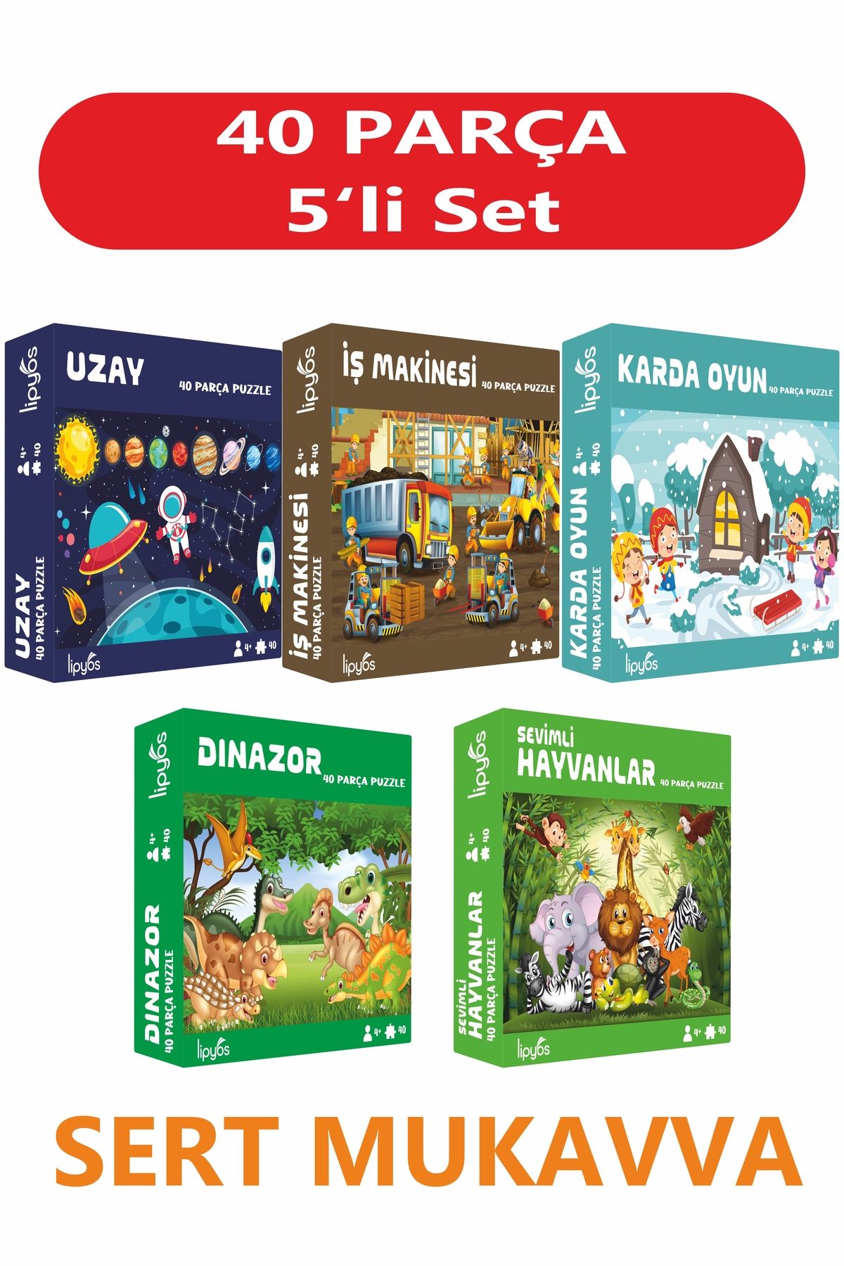 LİPYOS 40 Parça Mini 5'liPuzzle Seti - 1