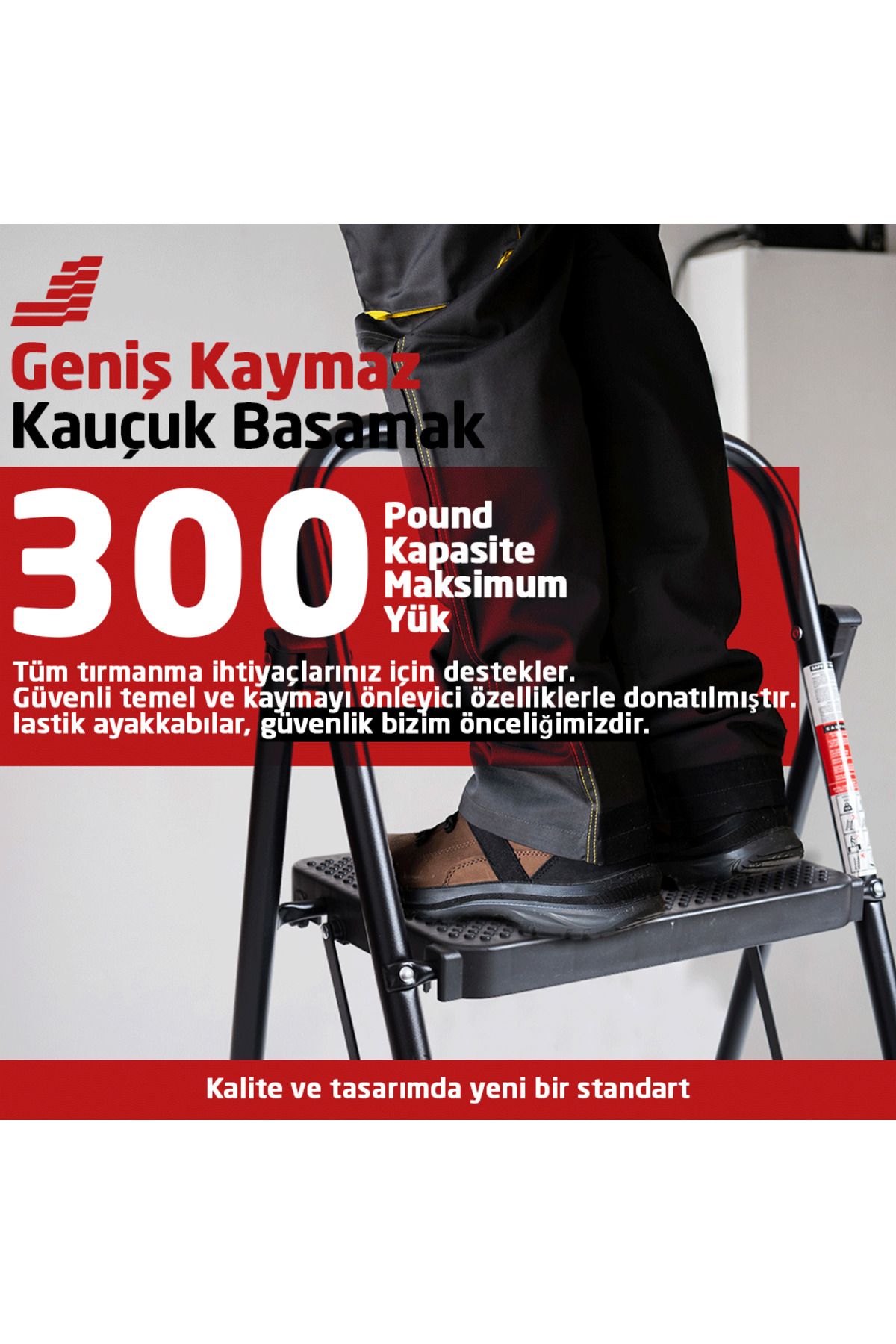 S - 3 Basamaklı Merdiven - Standart - Siyah