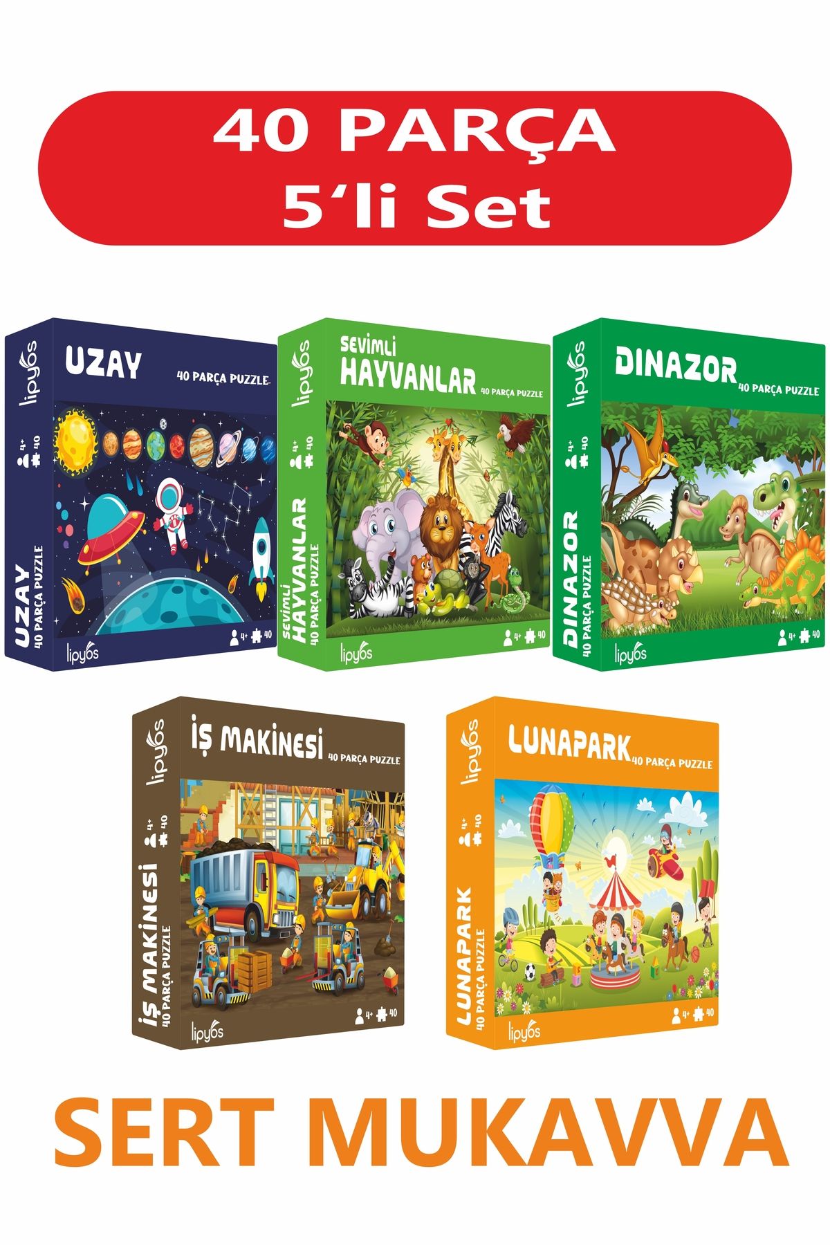 LİPYOS 40 Parça Mini 5'liPuzzle Seti - 4