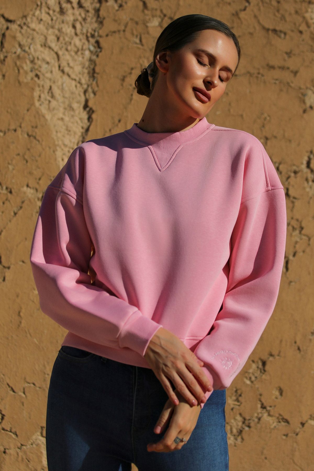 Whish Bonita Candy OversizeYarım Crop Sweatsh...