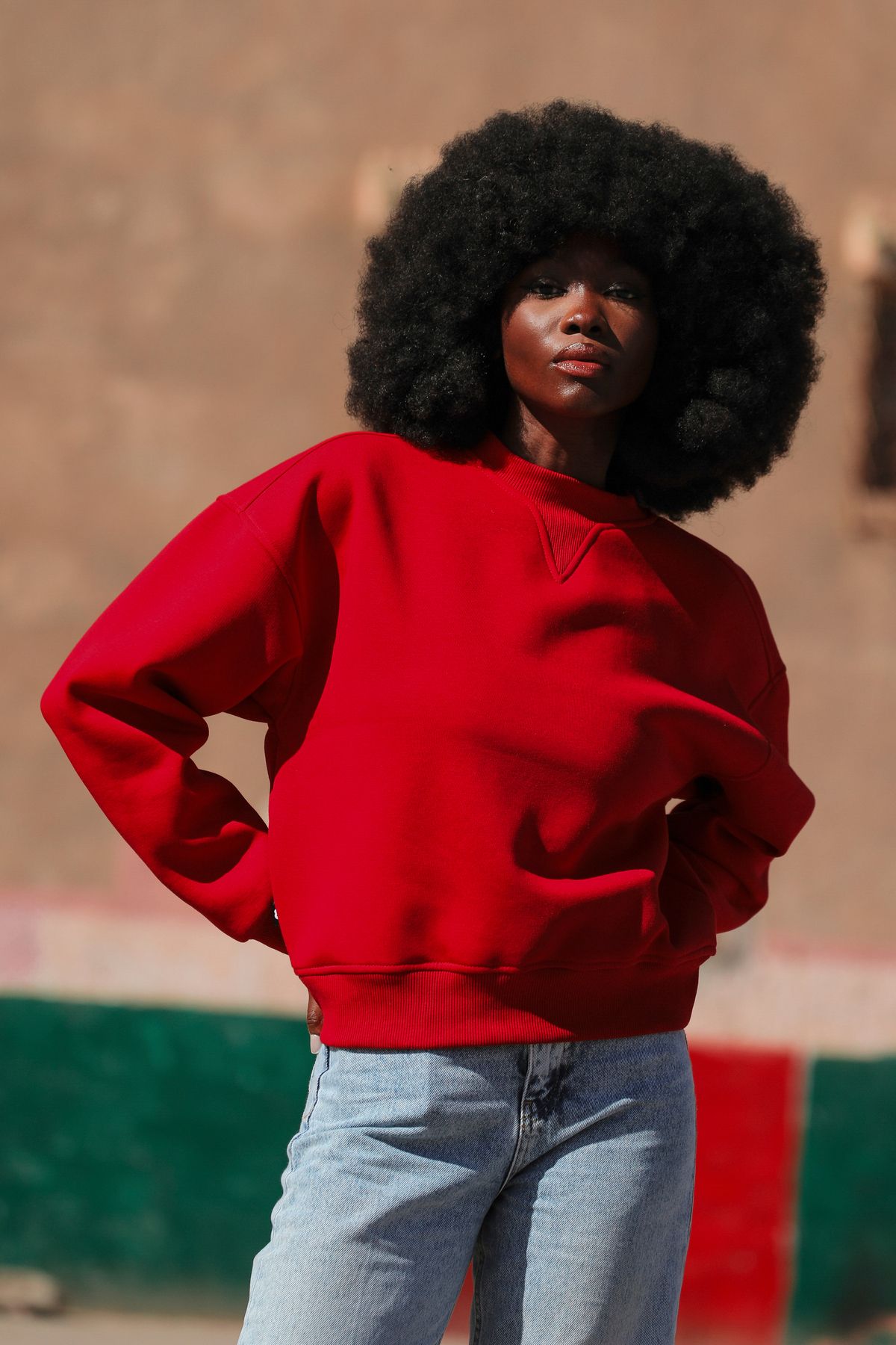 Bonita Rosso Oversize Yarım Crop Sweatshirt