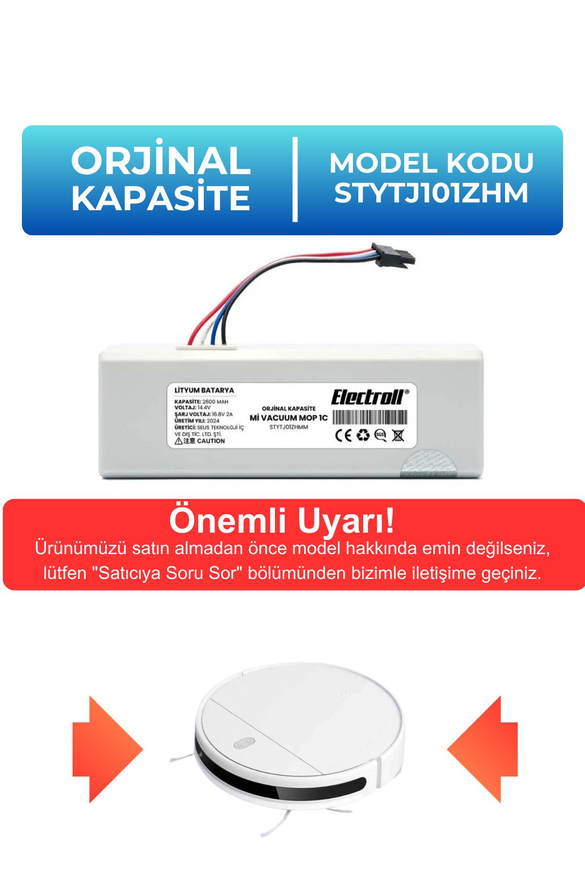 ELECTROLL Xiaomi Mi VacuumMop 1c 2in1 Uyumlu...