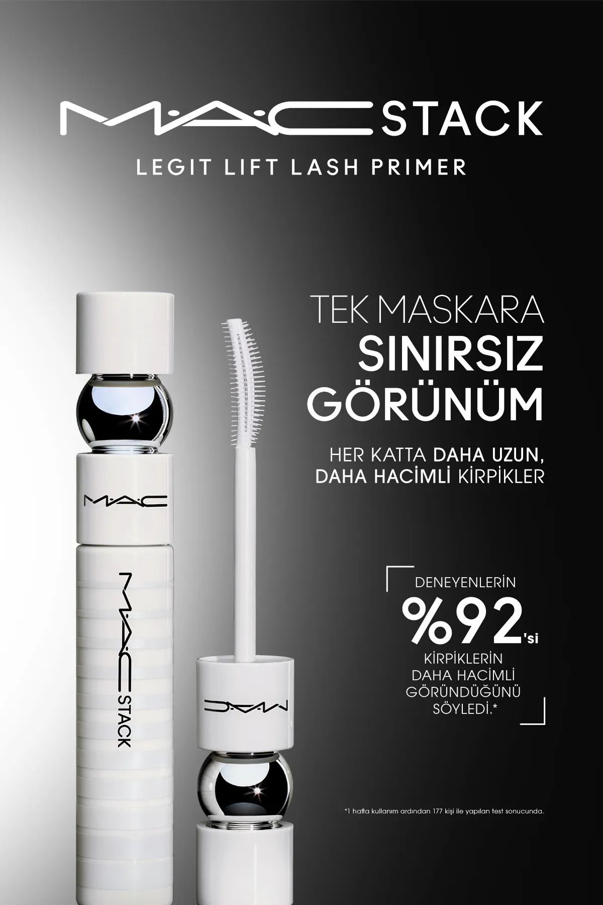 Stacked to the MAX Göz Makyaj Seti: M·A·CStack Maskara 8ml+Lift Kirpik Bazı 12ml