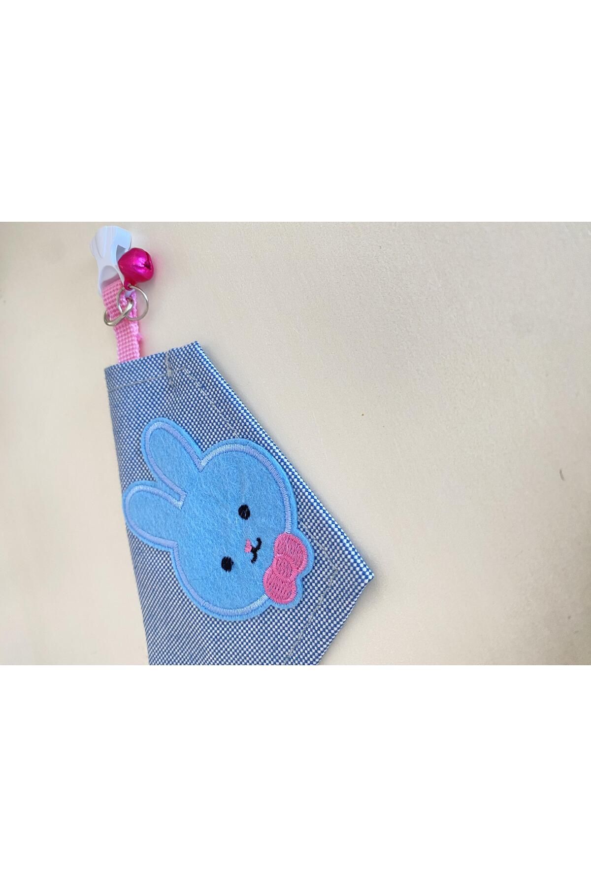 Blue Bunny Kedi Bandana, Fular, Kedi Kıyafeti Kedi Elbisesi, Kedi Tasması