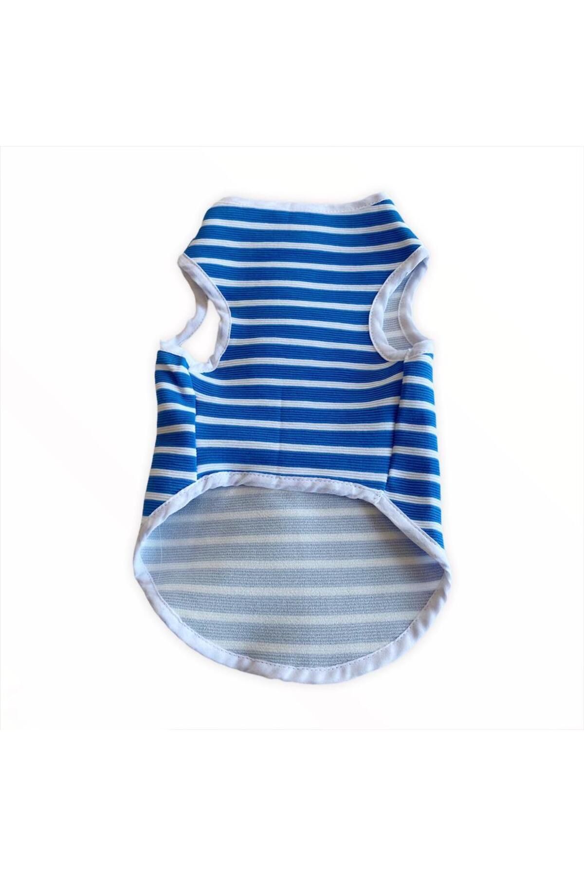 Blue White Stripe Atlet By Kedi Kıyafeti Kedi Elbise