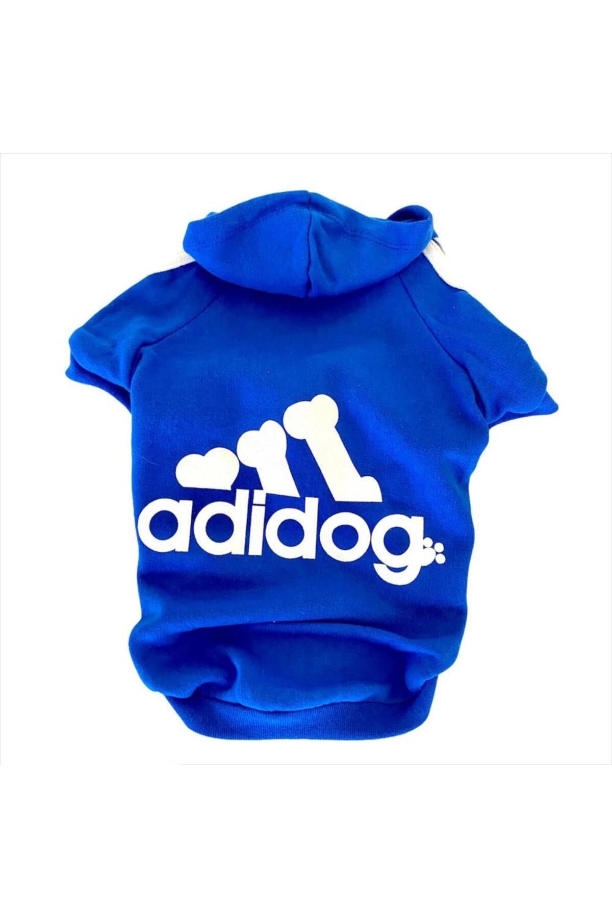 Saks Mavi Adidog Kapşonlu Kedi Sweatshirt Kedi Kazağı Duo