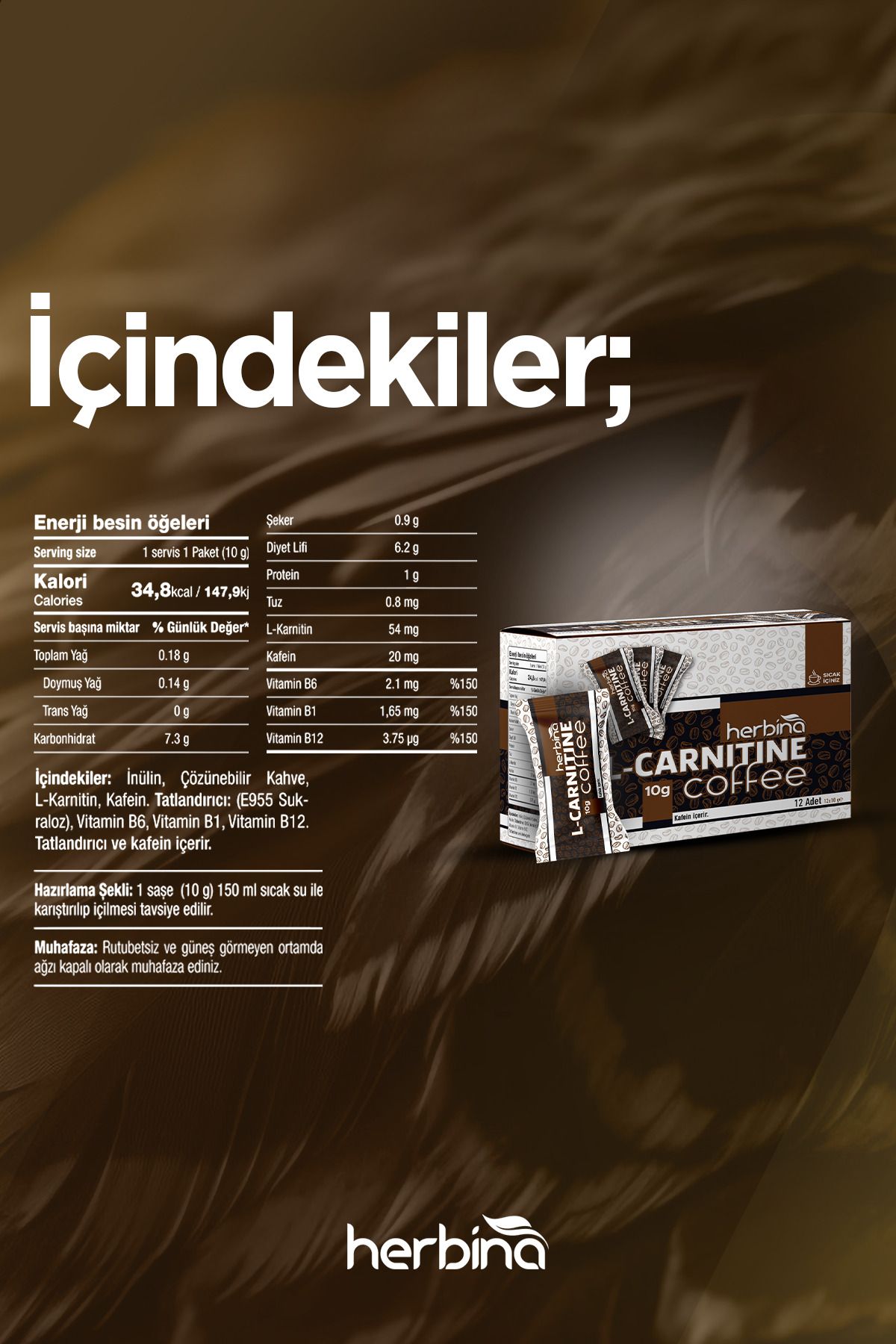 Kafein Içeren L Carnitine Coffee 12li Kutu