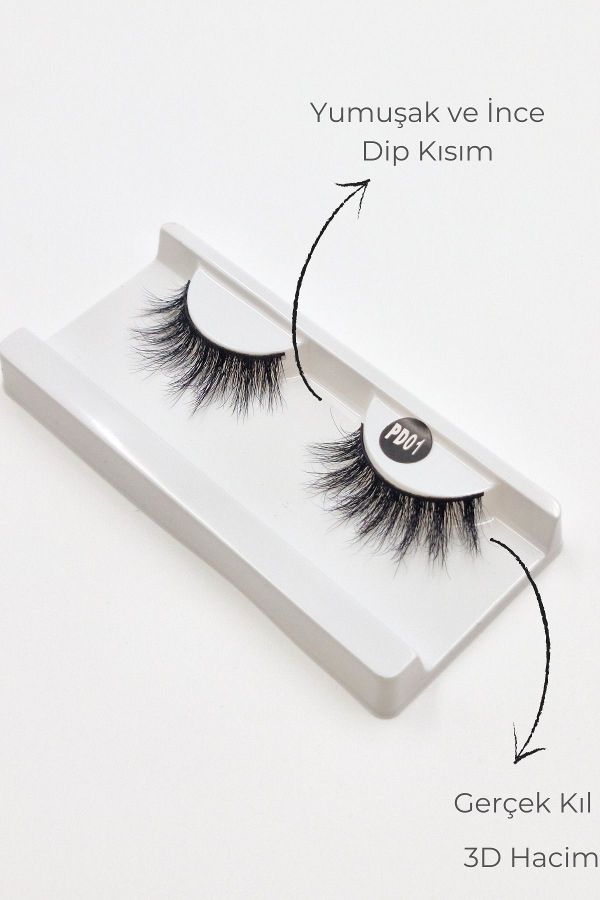 Doğal Görünümlü Gerçek Kıl Tam Boy İpek Takma Kirpik (1 Çift) - Mink Eyelash No: PD-01