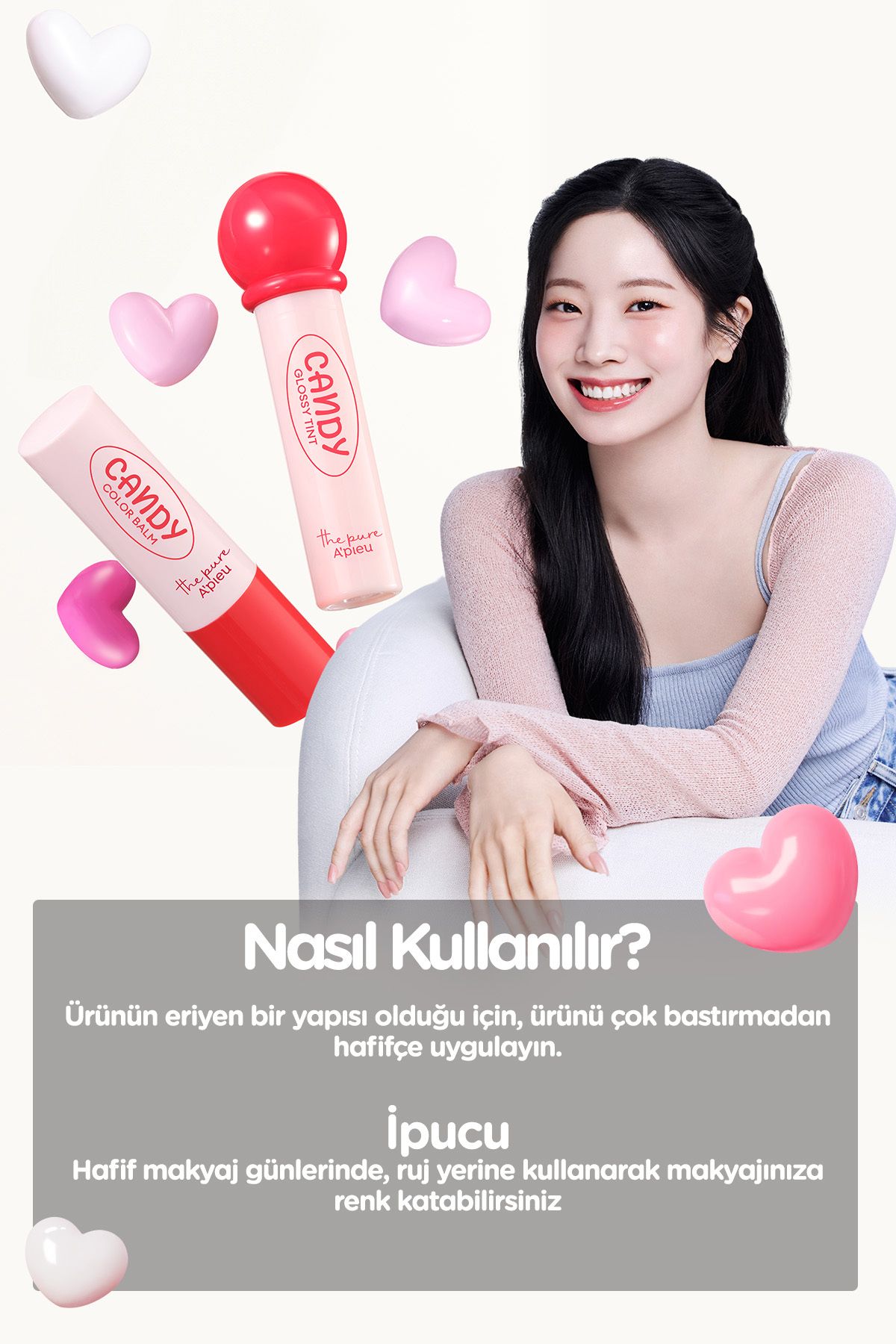 Dudakları Nemlendiren Parlak Bitişli Renkli Dudak Balmı A'pıeu The Pure Candy Color Balm No.01 Berry