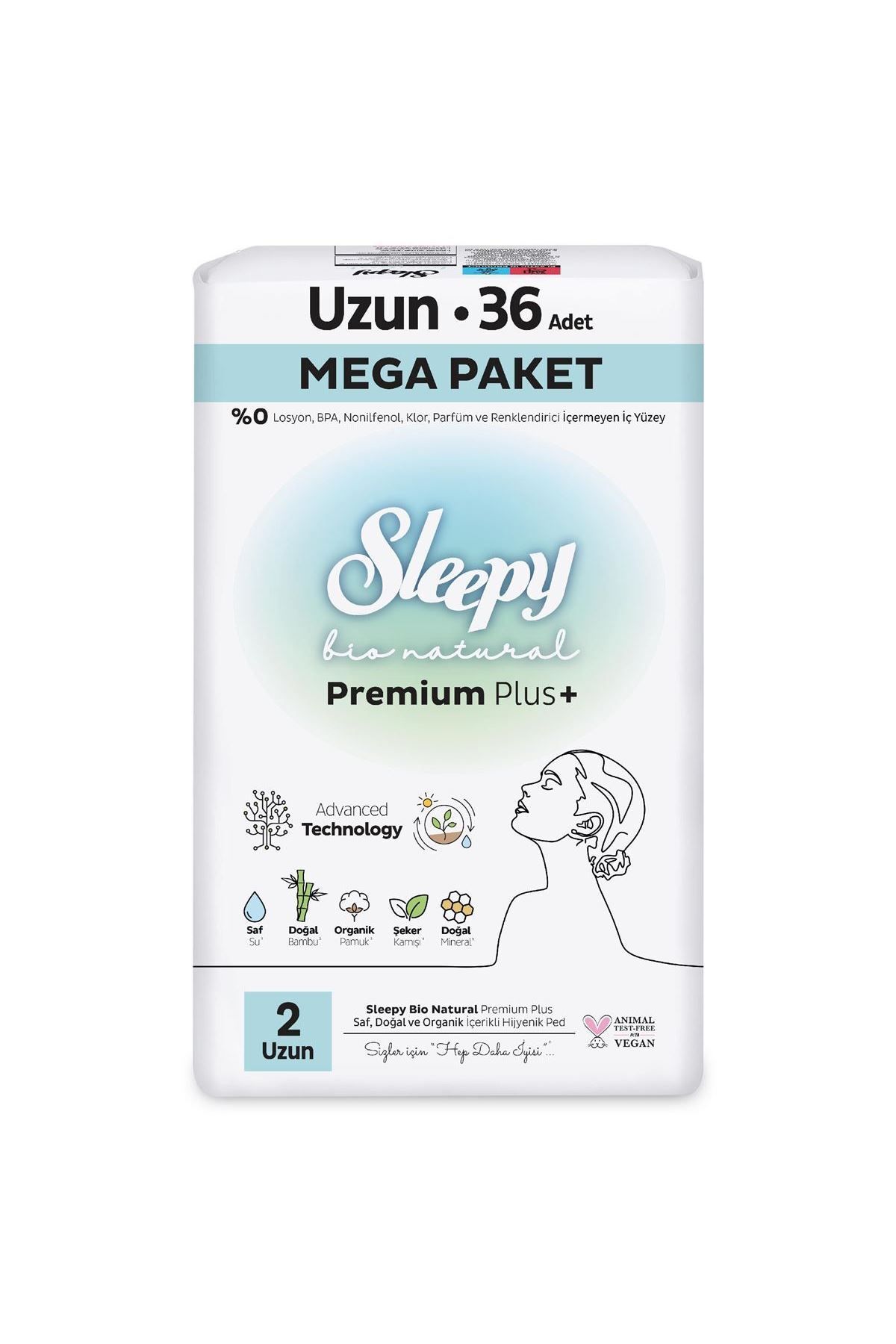 Bio Natural Premium Plus Hijyenik Ped Mega Paket Uzun 36 Adet