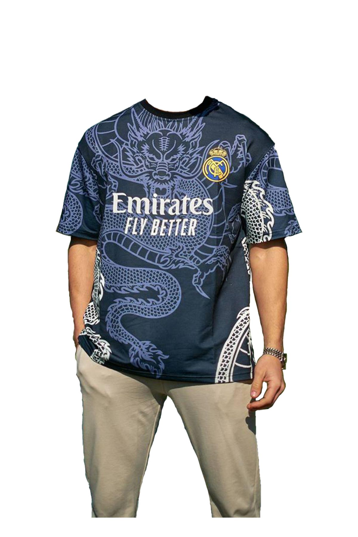 Real Madrid Dark Blue Dragon Özel Tasarım T-Shirt , Sınırlı Üretim , Özel Tasarım ve Yüksek Kalite