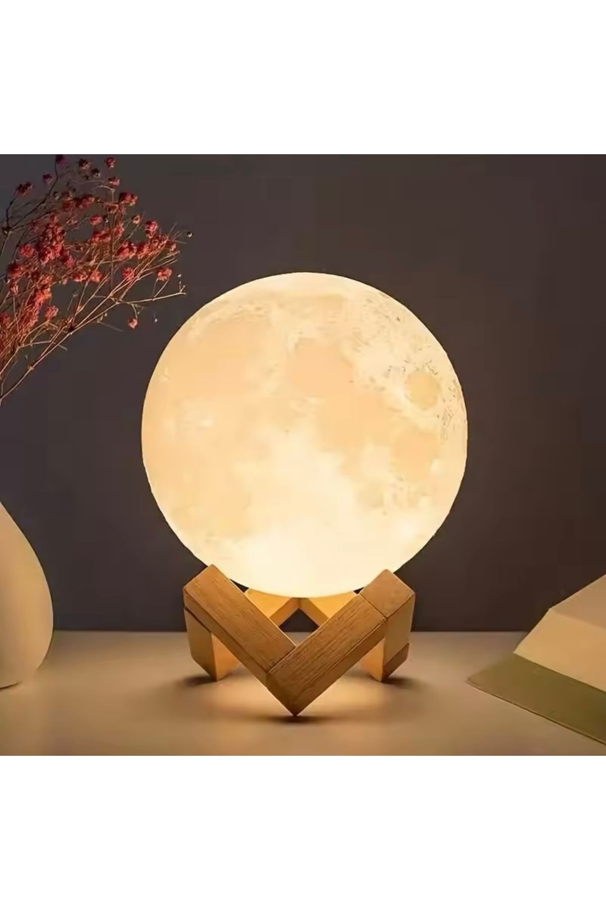 miagift 3D Pilli Moon Lamp AyTemalı Gece Lamb...