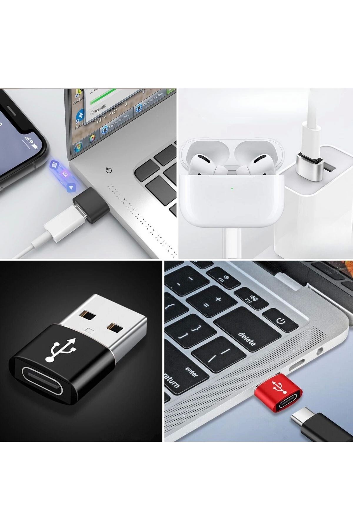 Usb'den Type-c 'ye Dönüştürücü Adaptör Veri Aktarımı Sağlayıcı Şarj Data Çevirici