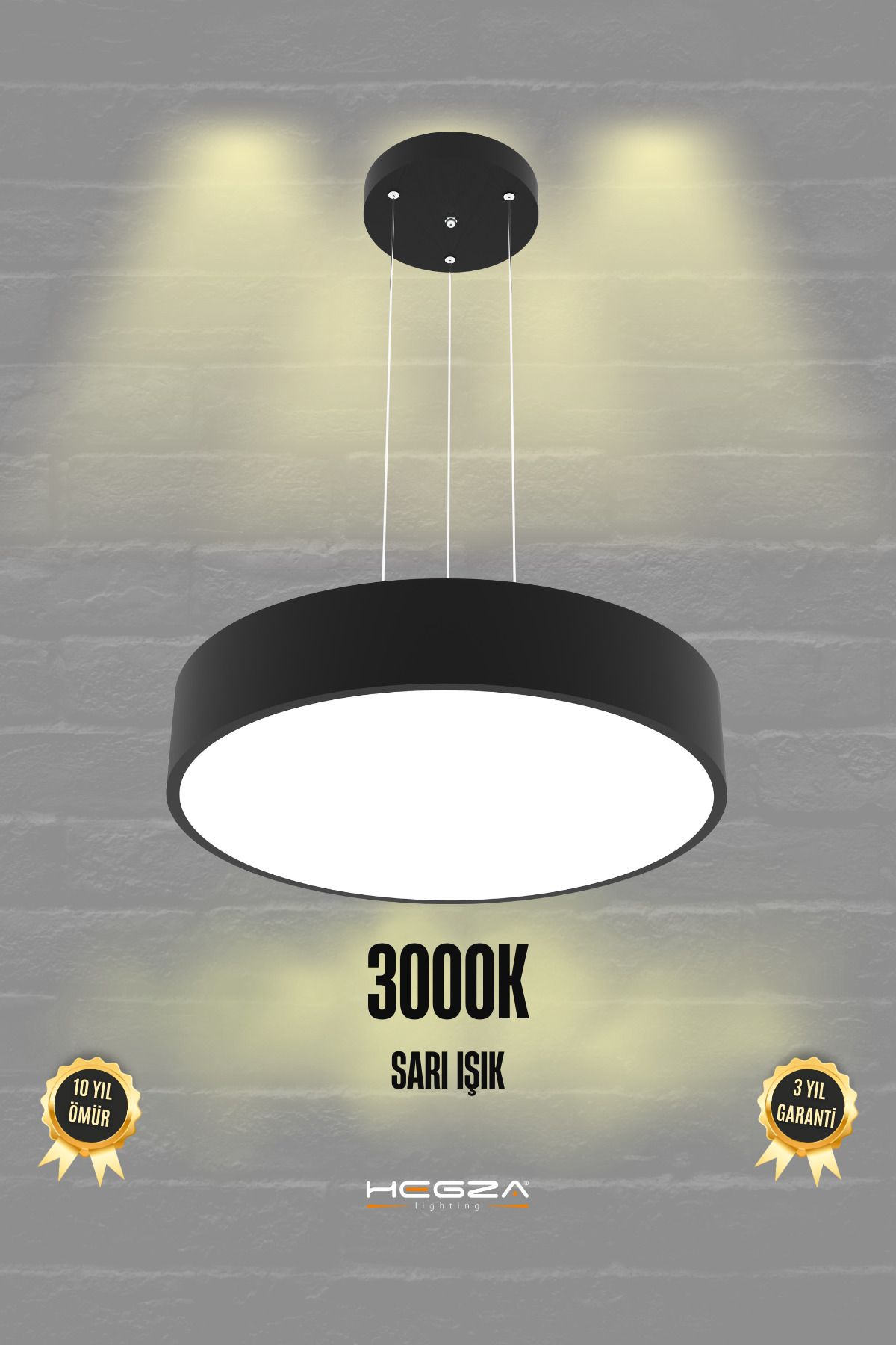 Hegza Lighting Drum-40 (Siyah Kasa, Sarı Işık...