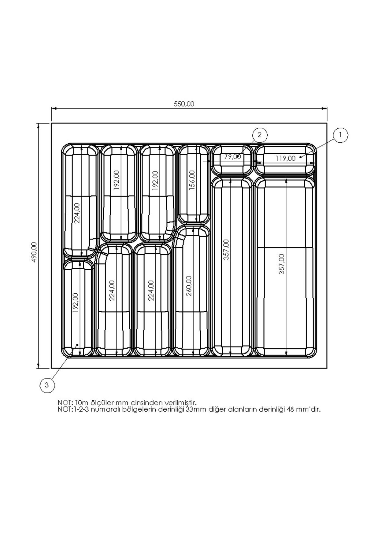 NETAKS Çekmece Içi Kaşıklık 55*49 ANTRASİT FLOKLU Yeni Model Ürün Ücretsiz Kargo