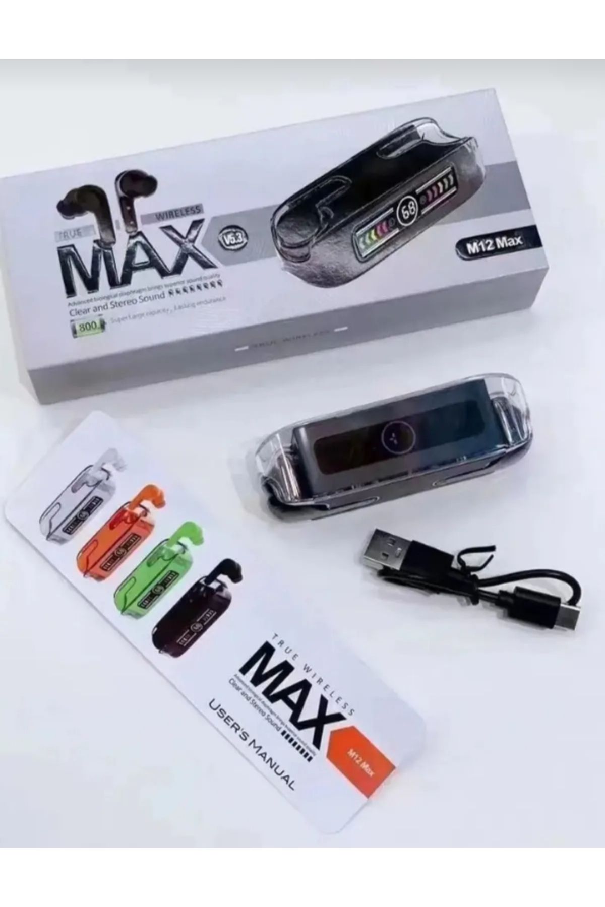 Dijital Şarj Göstergeli ve Üstün Kalitesiyle M-12 Max Pro Bluetooth Kulaklık Kablosuz Kulaklık