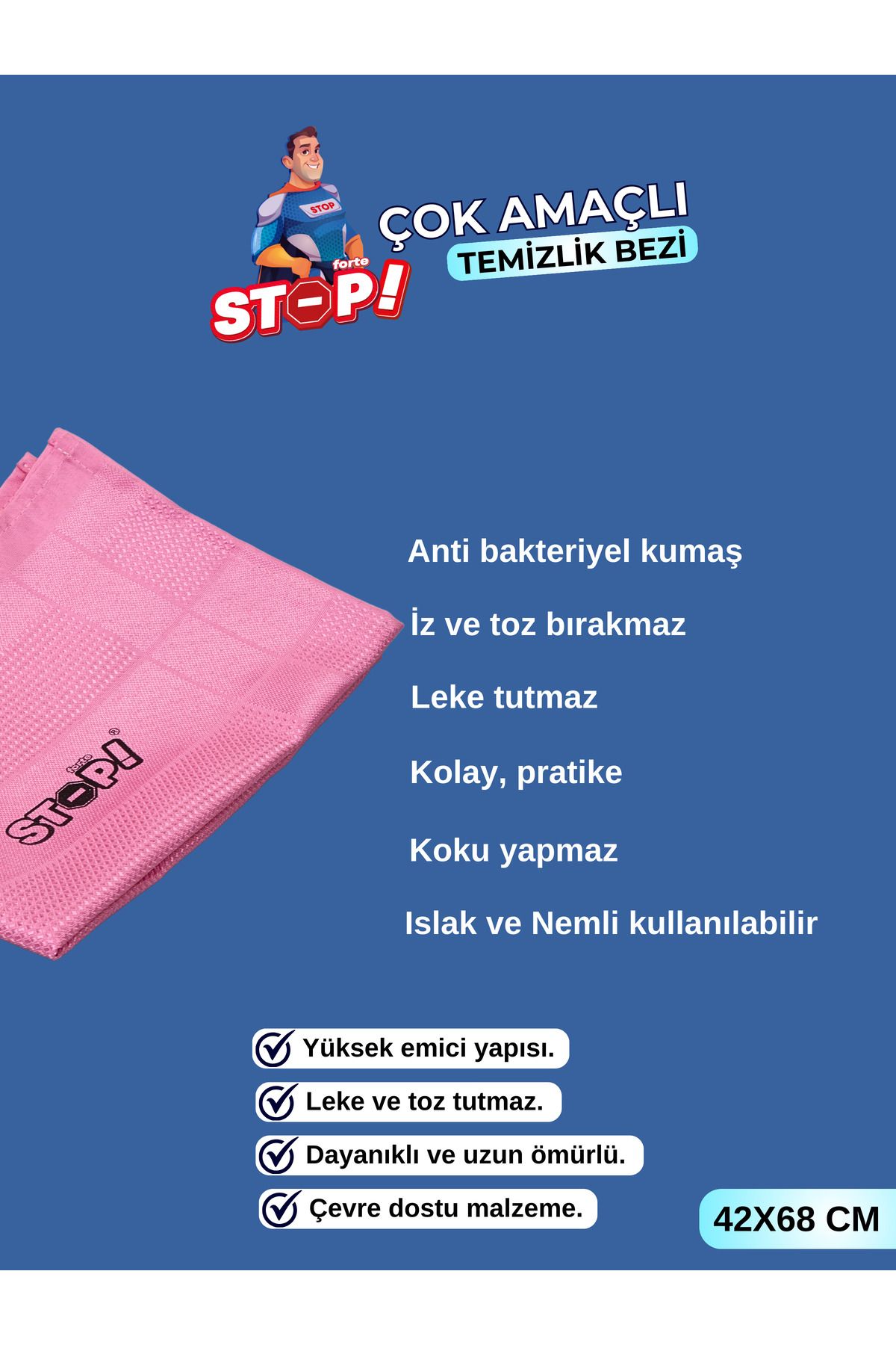 STOP Forte MikrofiberTemizlik Bezi (Pembe) (6...