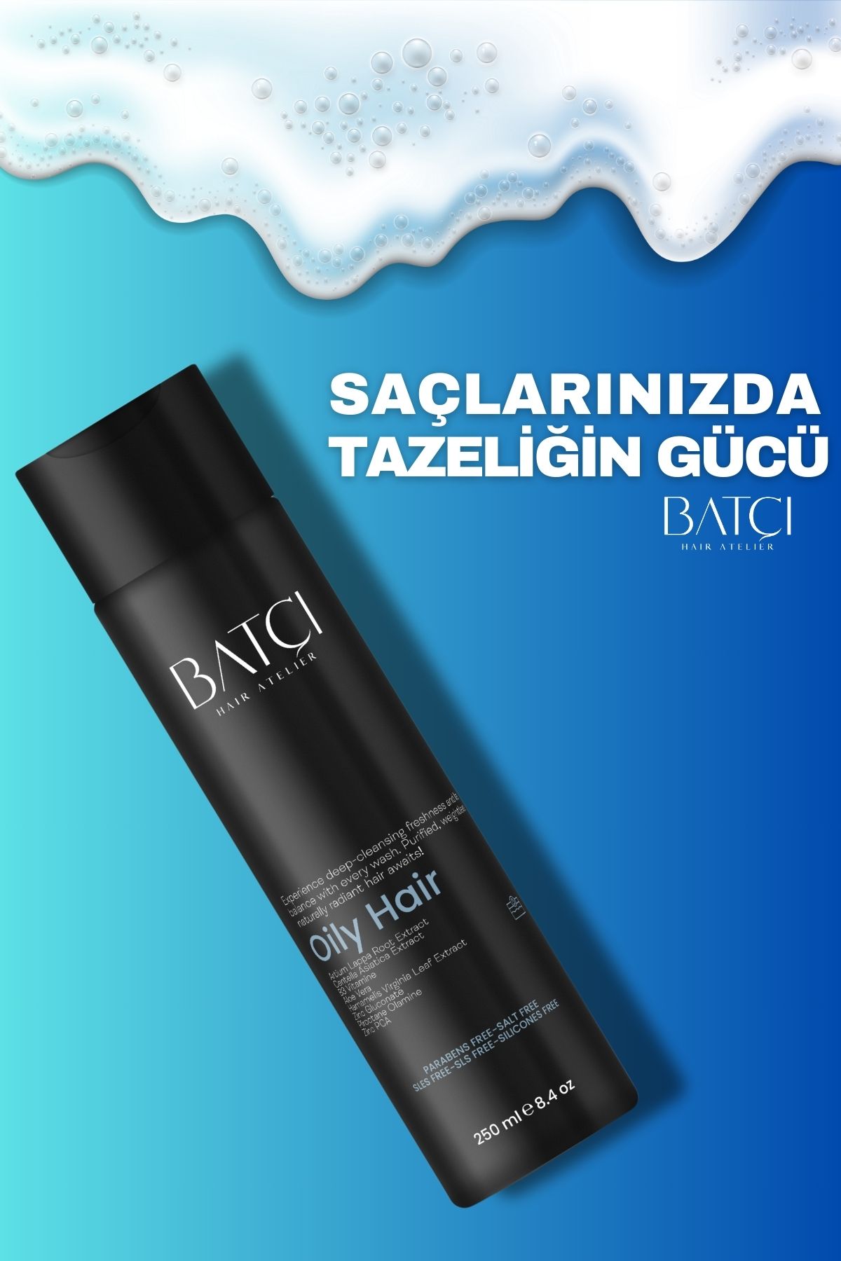 Yağlanma Karşıtı Arctium Lappa Kök Ekstresi, Centella Asiatica ve Aloe Vera Özlü Şampuan 250 ML