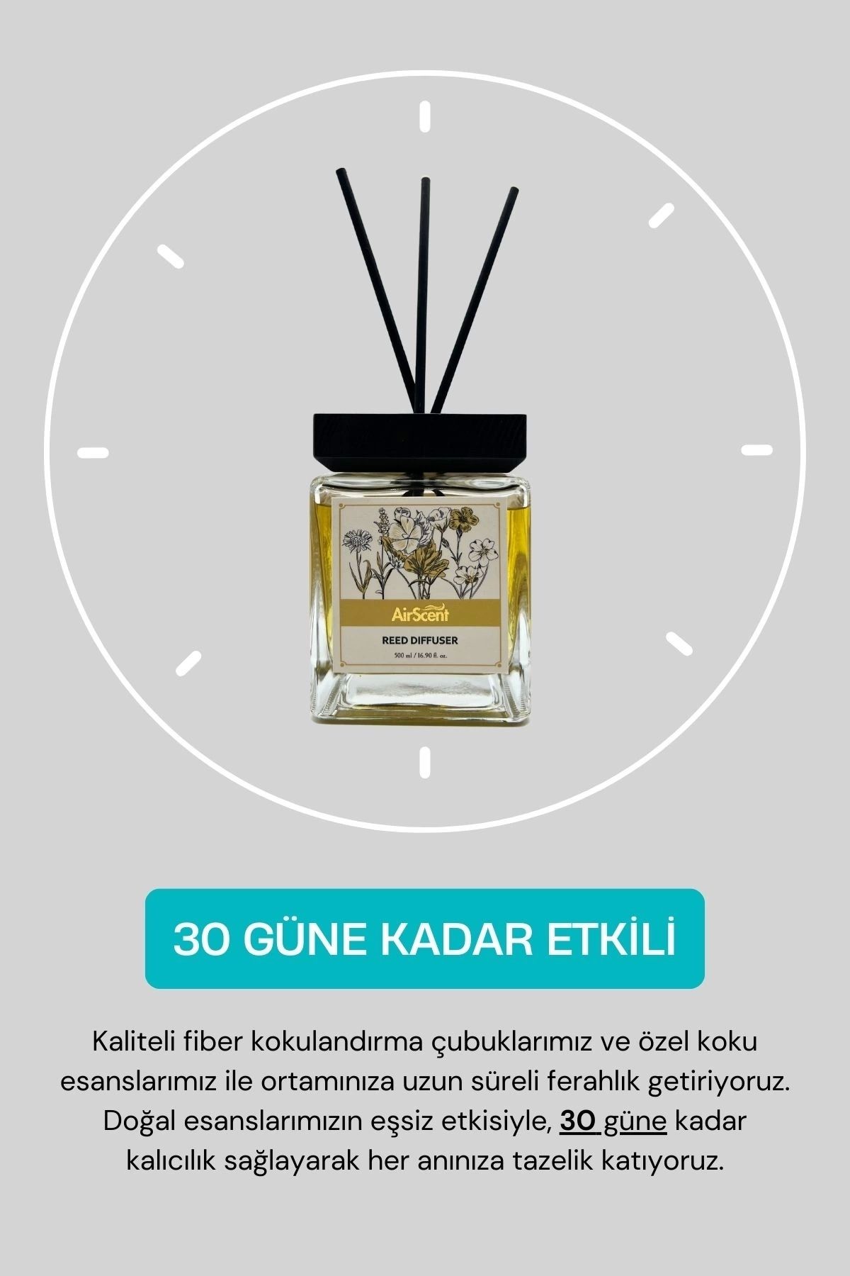 Pudra Çubuklu Oda Kokusu 200 ml Silindir Şişe Reed Diffuser