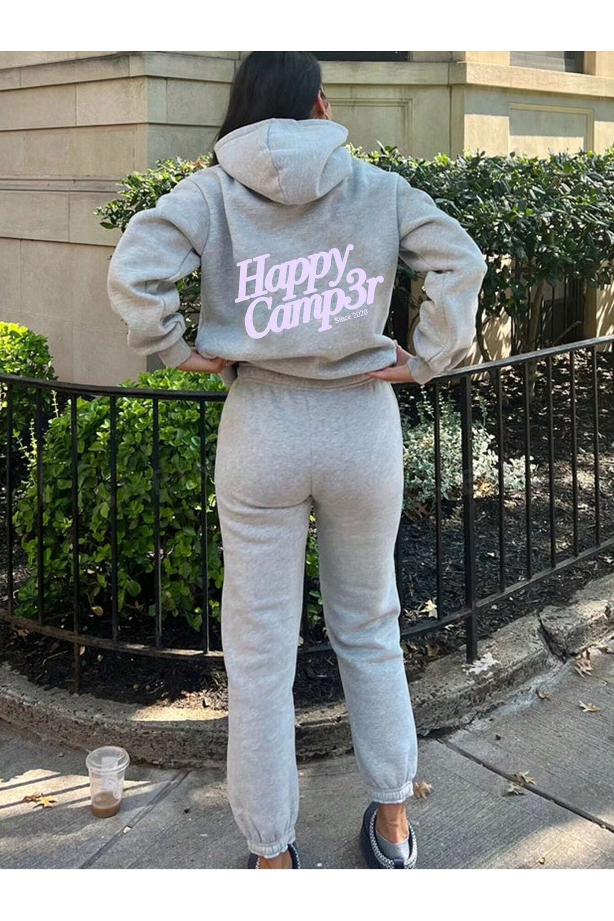 Kadın Happy Comper Baskılı Oversıze  Sweatshirt Jogger Alt Üst Takım