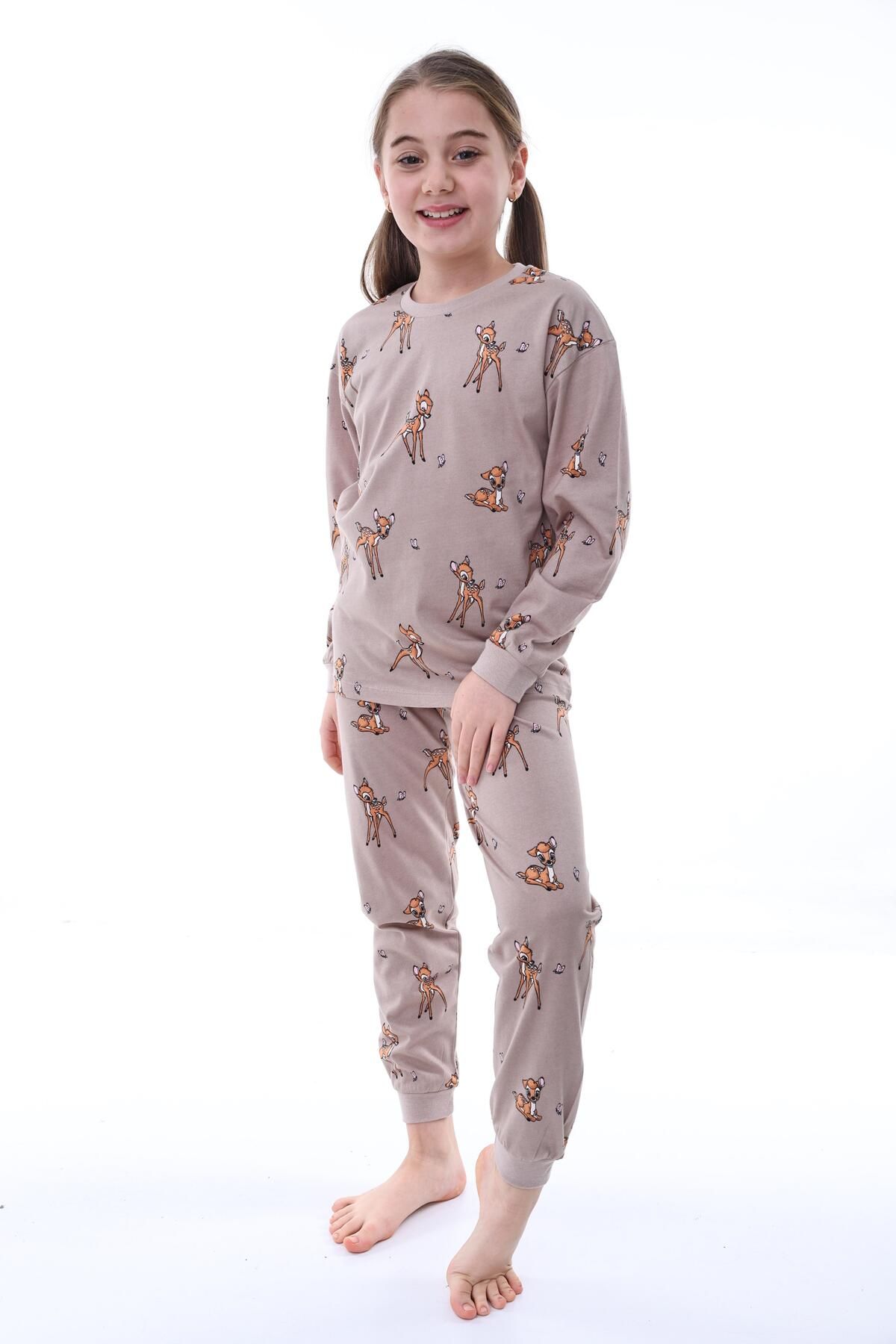 %100 Pamuk Ceylan Desenli Garson Boy Kız Çocuk Pijama Takımı