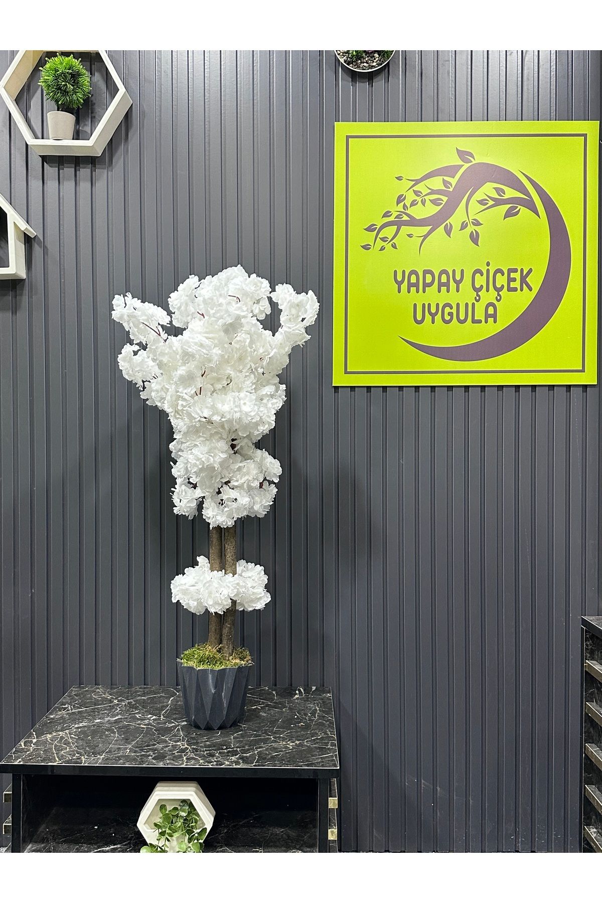 Yapay Çiçek Uygula 105 Cm Yapay Ağaç Salon Köşe Çiçeği Sarmaşık Bahar Dalı