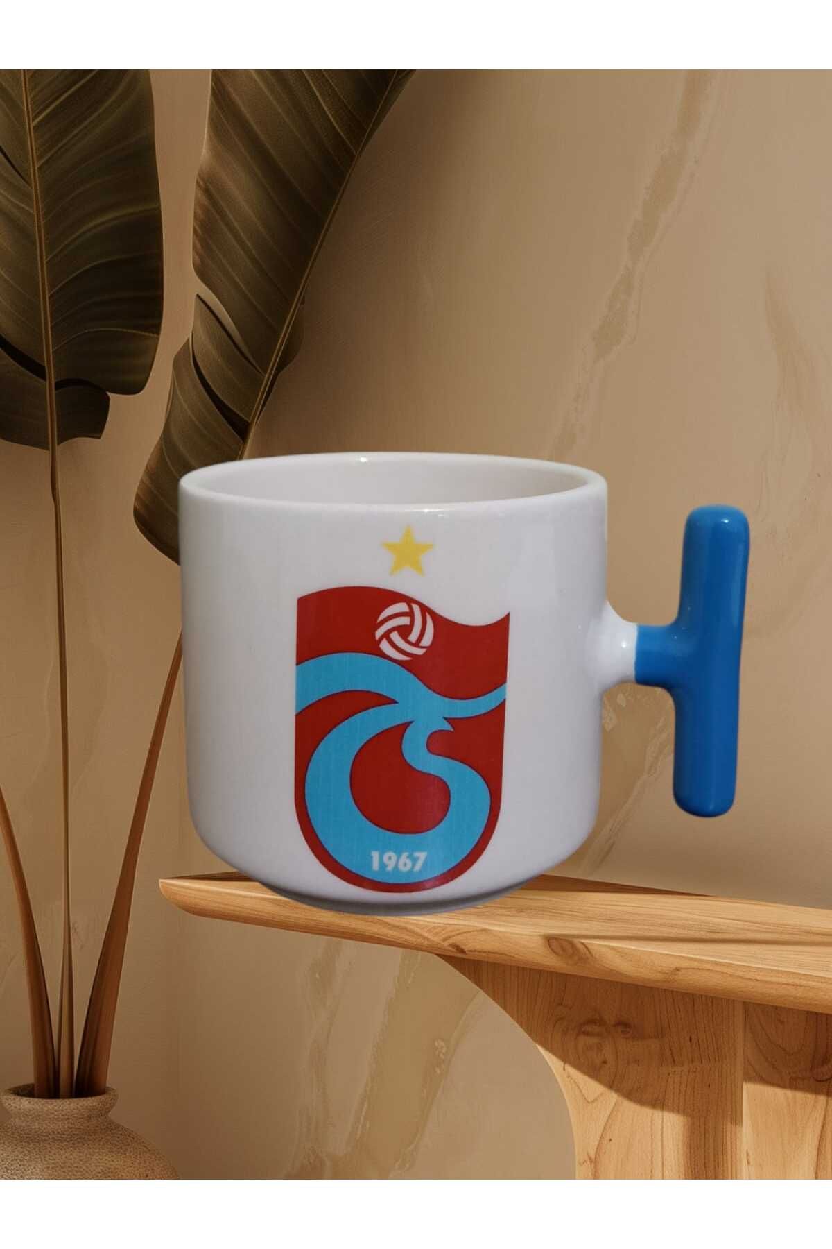 "Trabzonspor"Çift Taraf Baskılı Seramik T Kupa Bardak (Mavi Kulp)