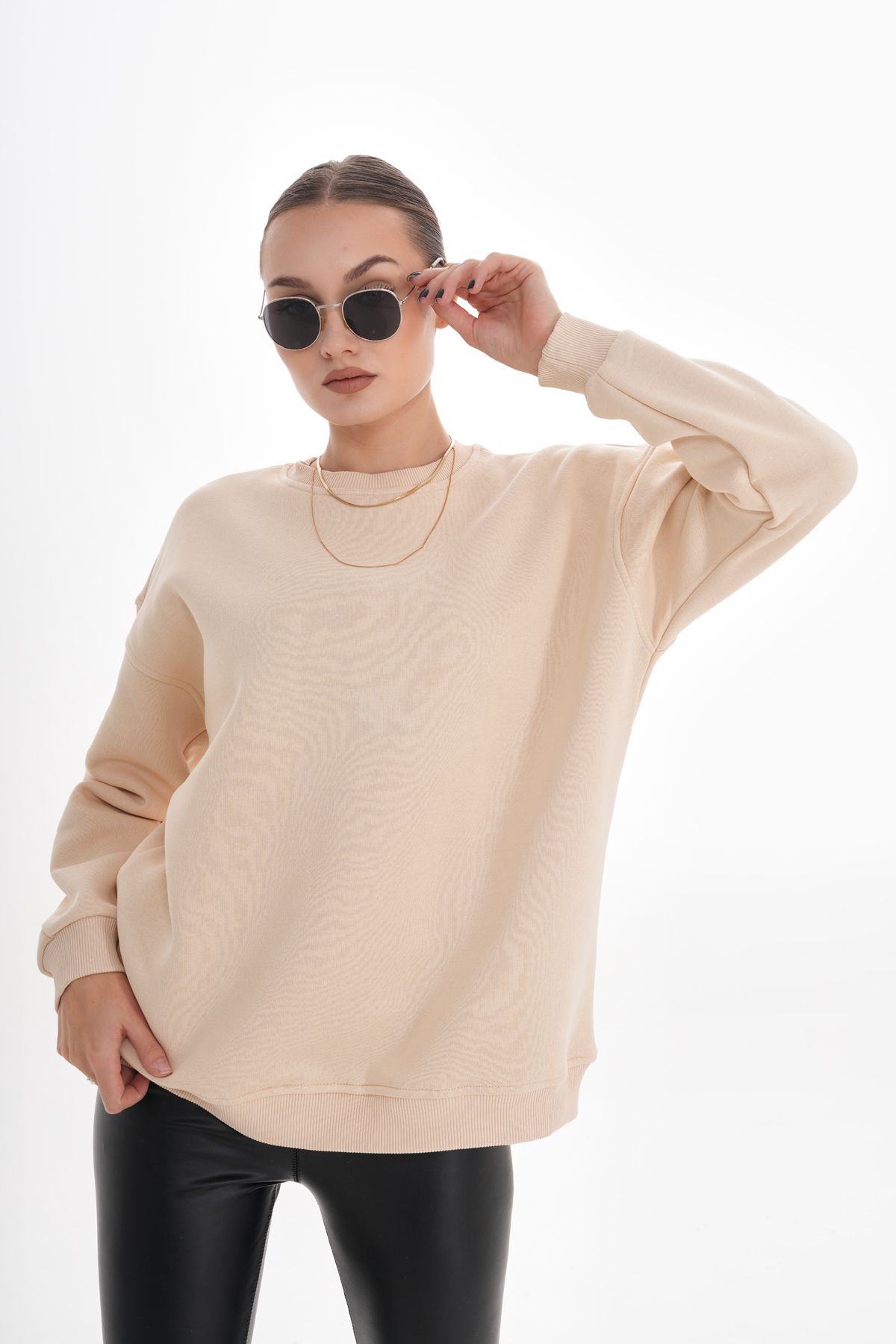 Ice Bisiklet Yaka Oversize Sweatshirt