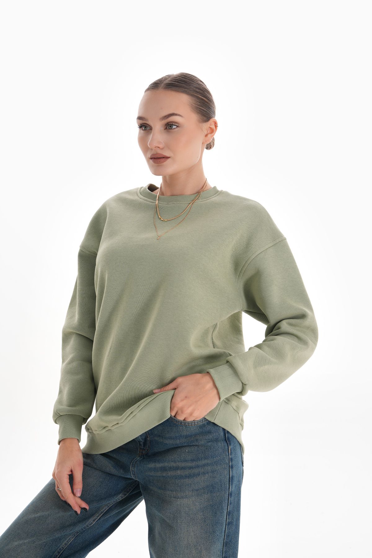 Ice Bisiklet Yaka Oversize Sweatshirt