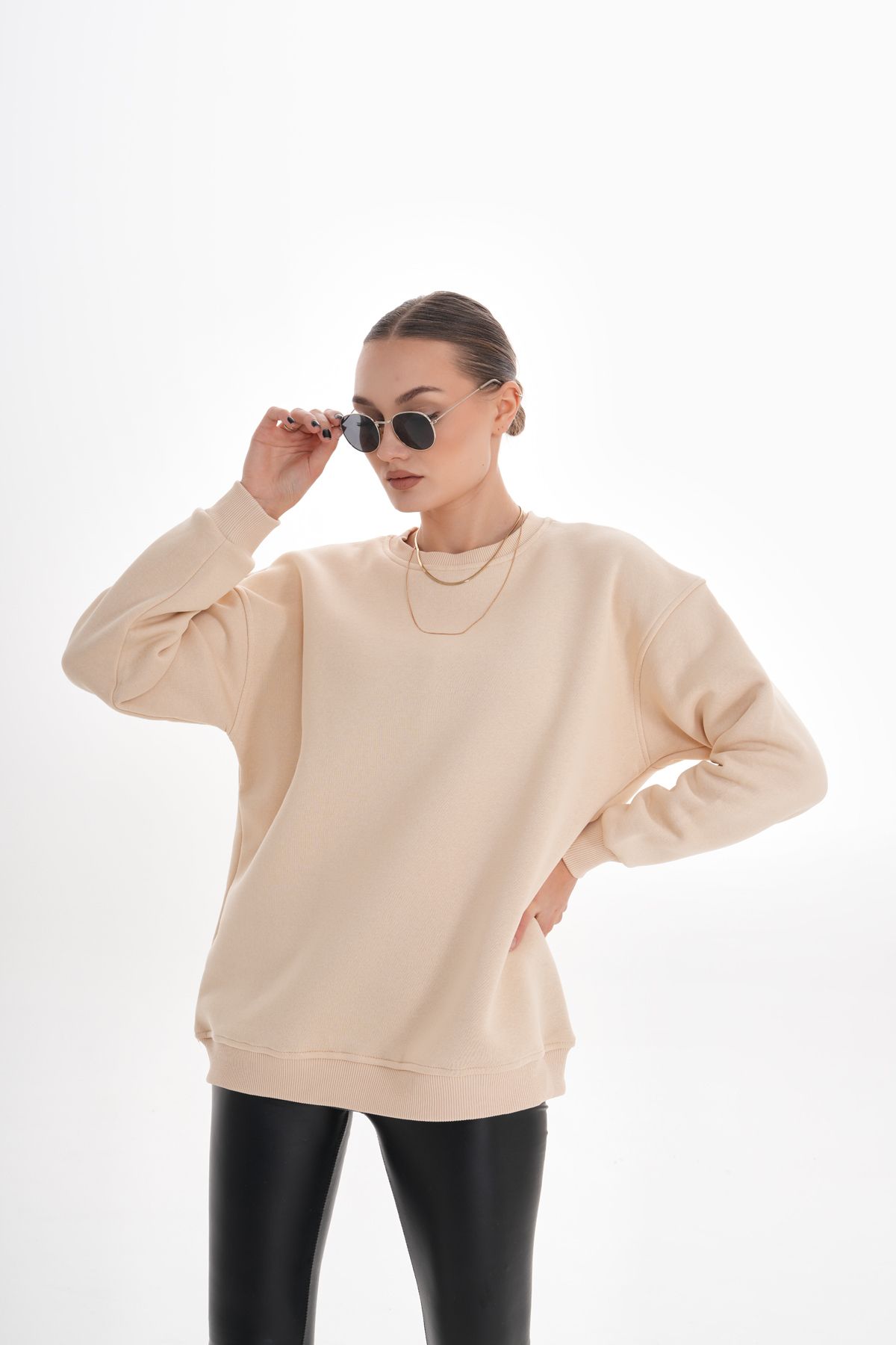 Ice Bisiklet Yaka Oversize Sweatshirt