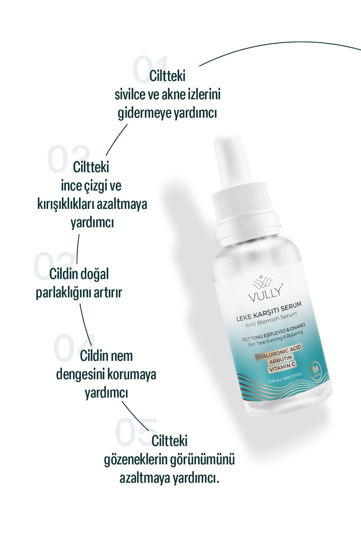 Cilt Tonu Eşitleyici - Onarıcı - Leke Karşıtı Serum 30ml (%2 ARBUTİN -% 2HYALURONİC - %2 VİTAMİN C)