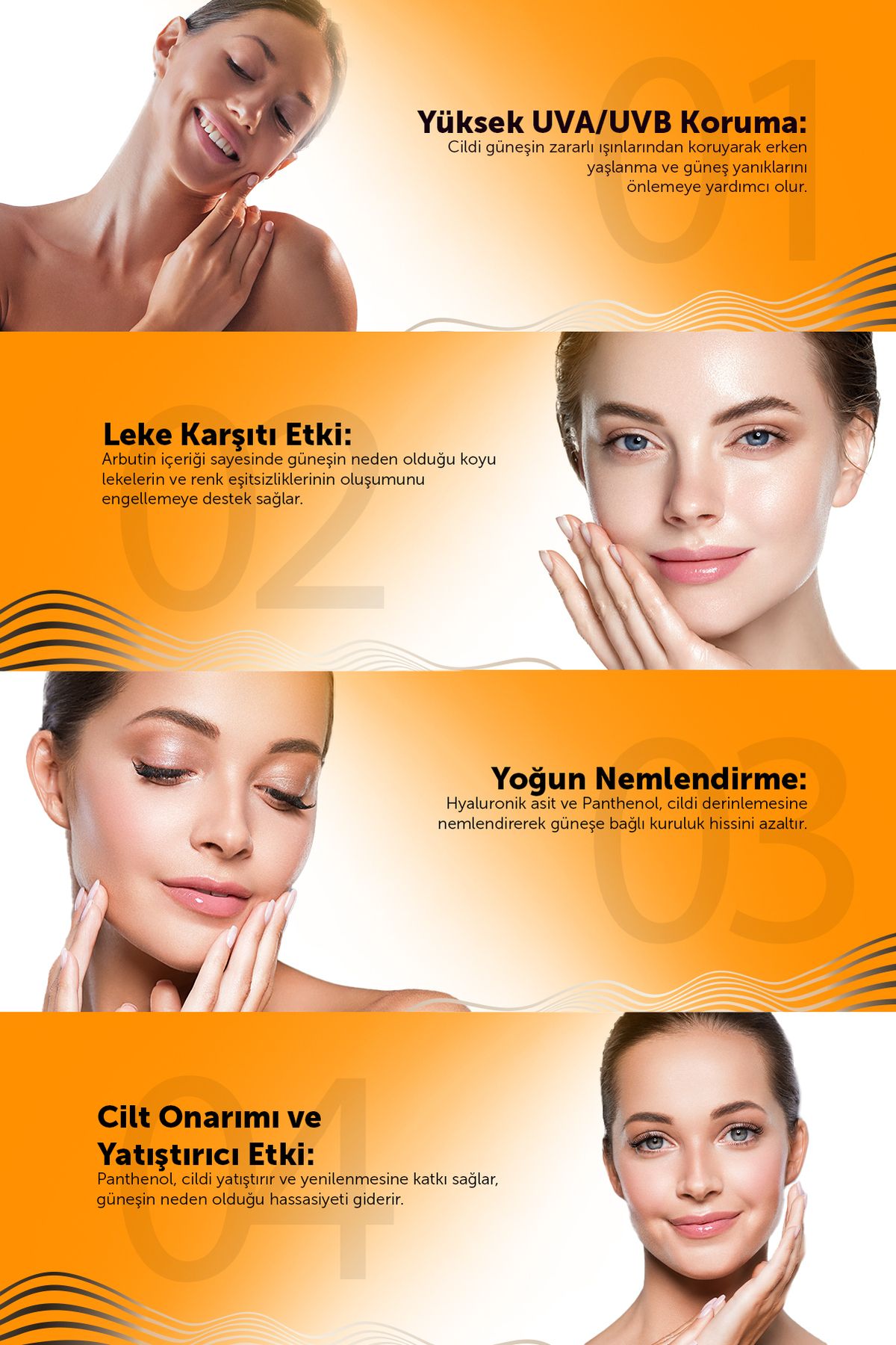 Leke Karşıtı - Aydınlatıcı ve Nemlendirici Yüksek Koruyucu Spf+50 Yüz ve Vücut Güneş Kremi 50 Ml