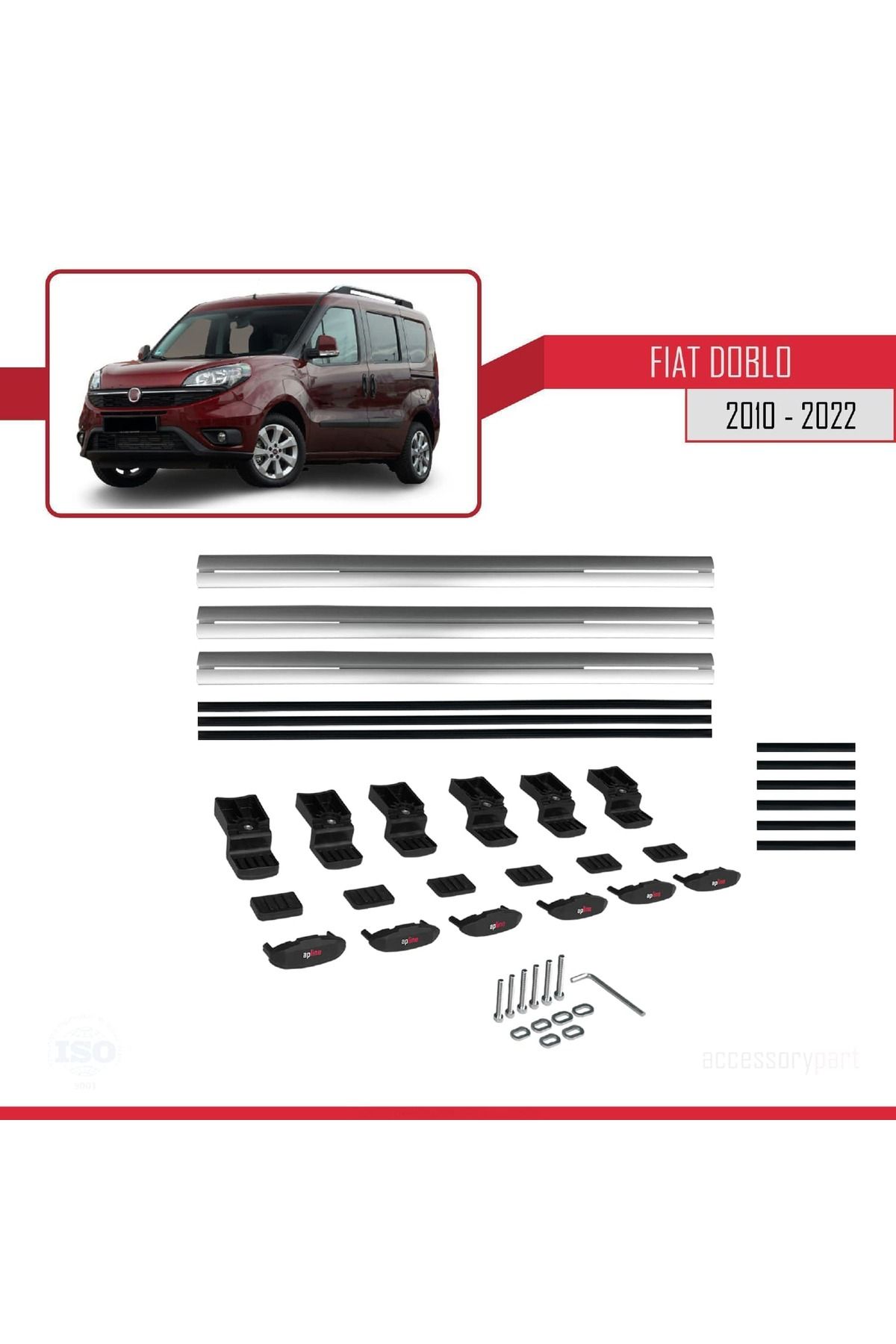 Fiat Doblo 2 2010-2022 Arası Ile Uyumlu Basıc Model Universal Ara Atkı Tavan Barı Gri 3 Adet