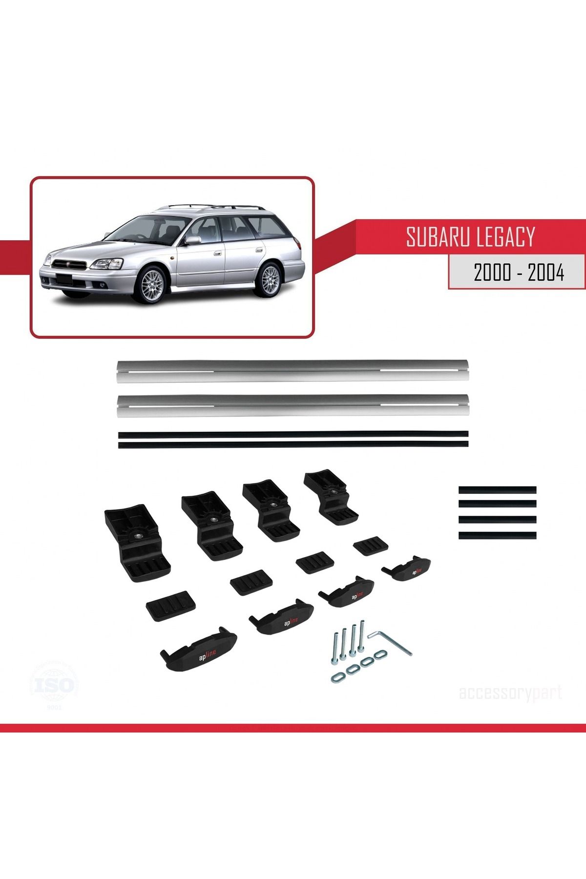 Subaru Legacy 3 (BE) 2000-2004 Arası Ile Uyumlu Basıc Model Universal Ara Atkı Tavan Barı Gri 2 Adet