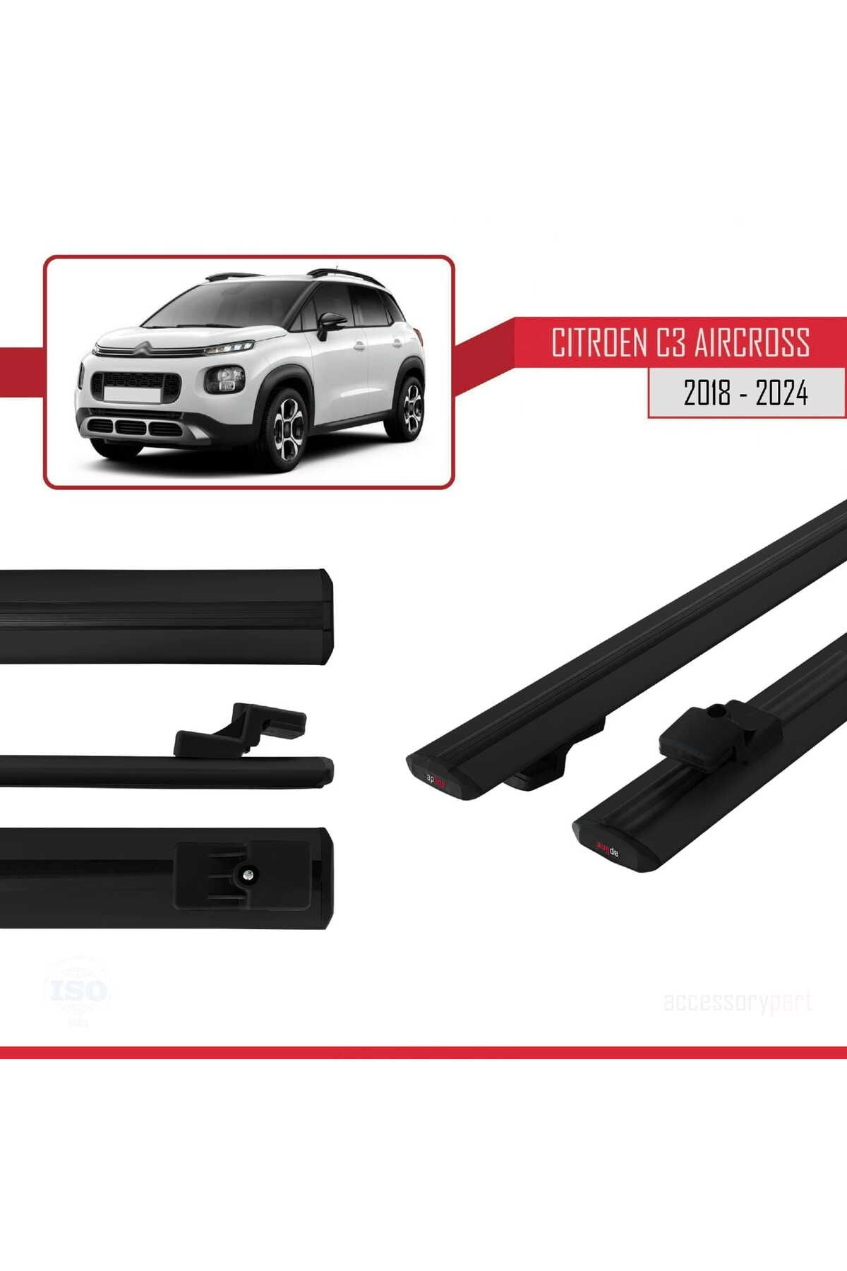 Citroen C3 Aircross (A88) 2018 Ve Sonrası Ile Uyumlu Basıc Model Universal Ara Atkı Tavan Barı Siyah