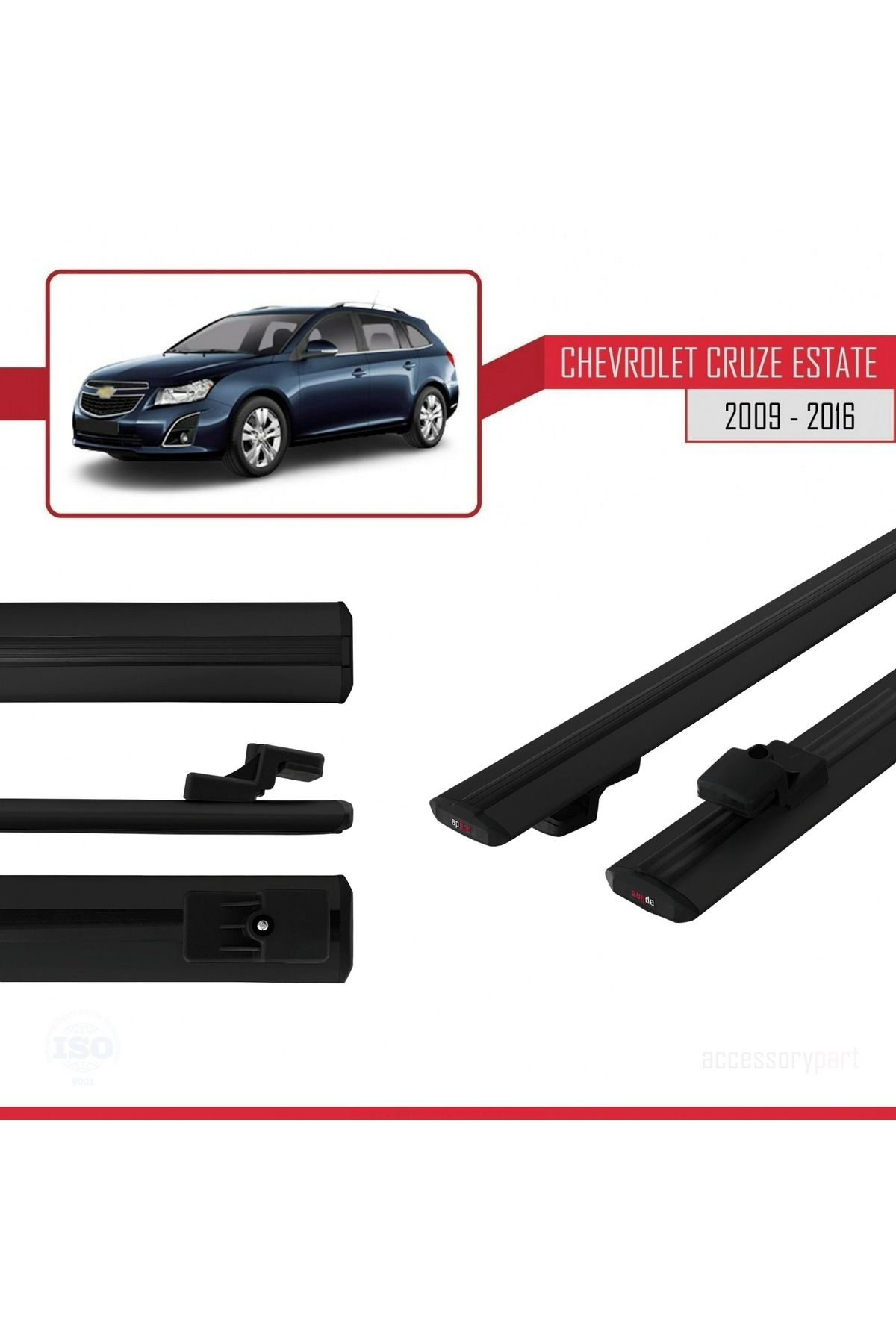 Chevrolet Cruze (J300) 2009-2016 Arası Ile Uyumlu Basıc Model Universal Ara Atkı Tavan Barı Siyah 2