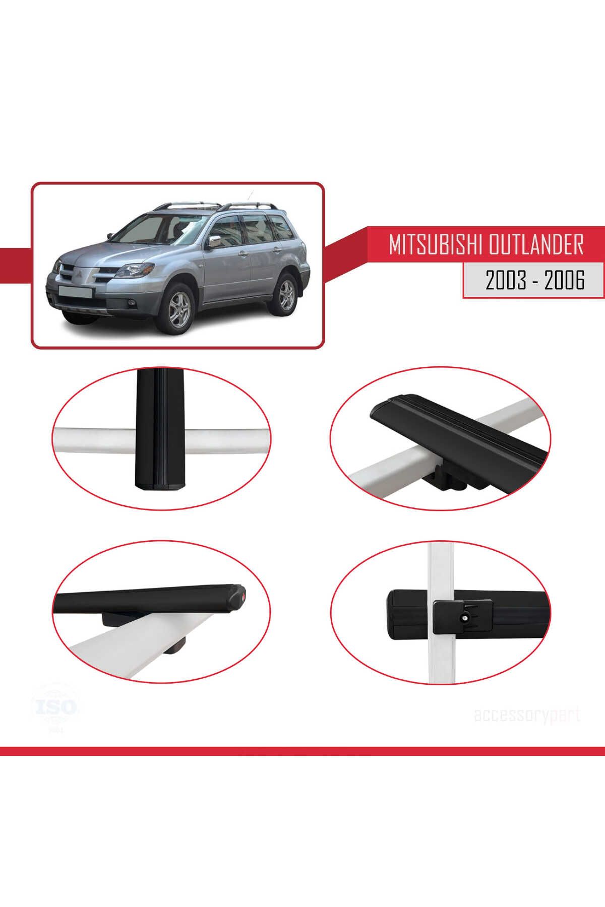 Mitsubishi Outlander 2003-2006 Arası Ile Uyumlu Basıc Model Universal Ara Atkı Tavan Barı Siyah 2 Ad