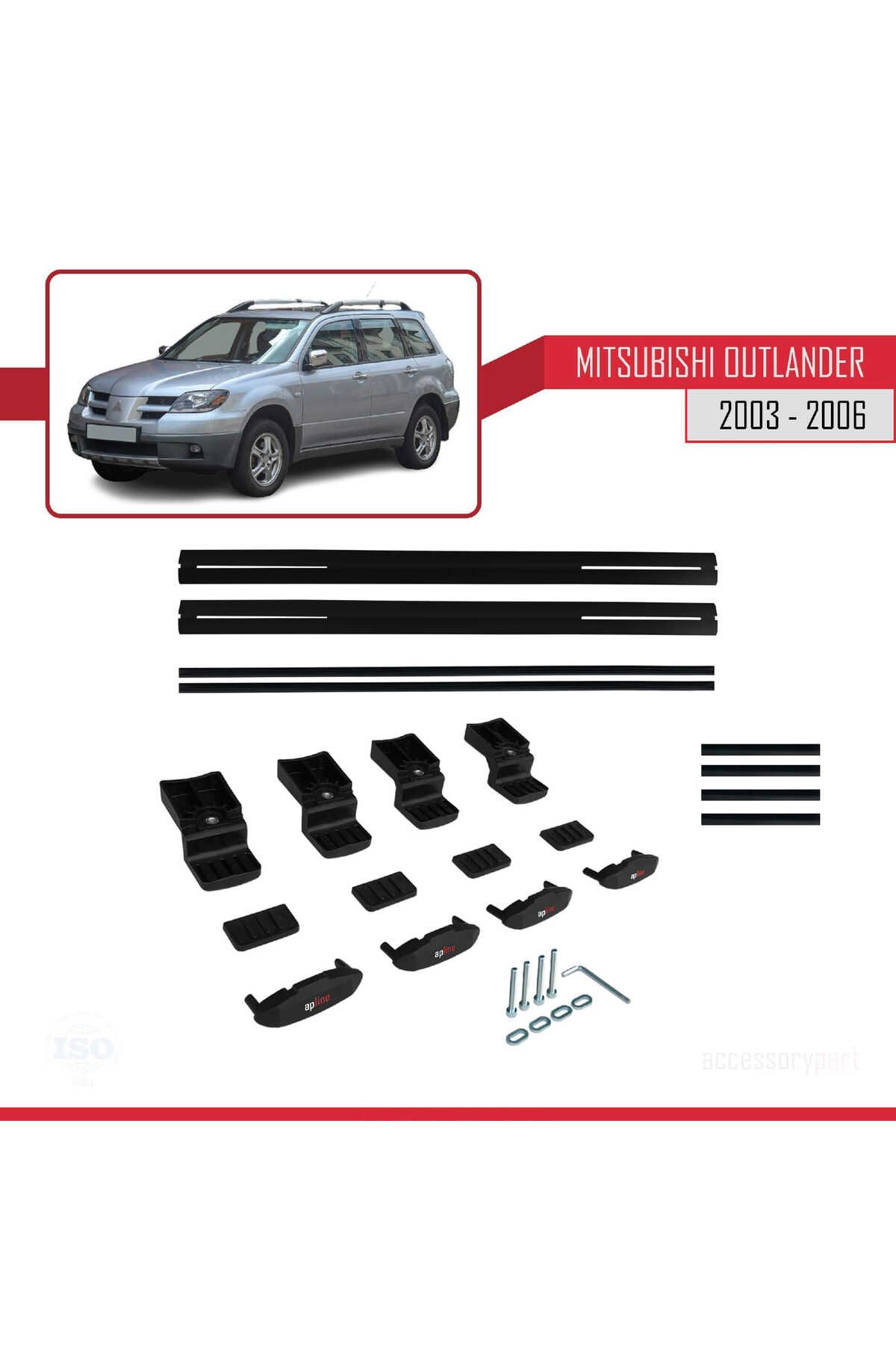 Mitsubishi Outlander 2003-2006 Arası Ile Uyumlu Basıc Model Universal Ara Atkı Tavan Barı Siyah 2 Ad