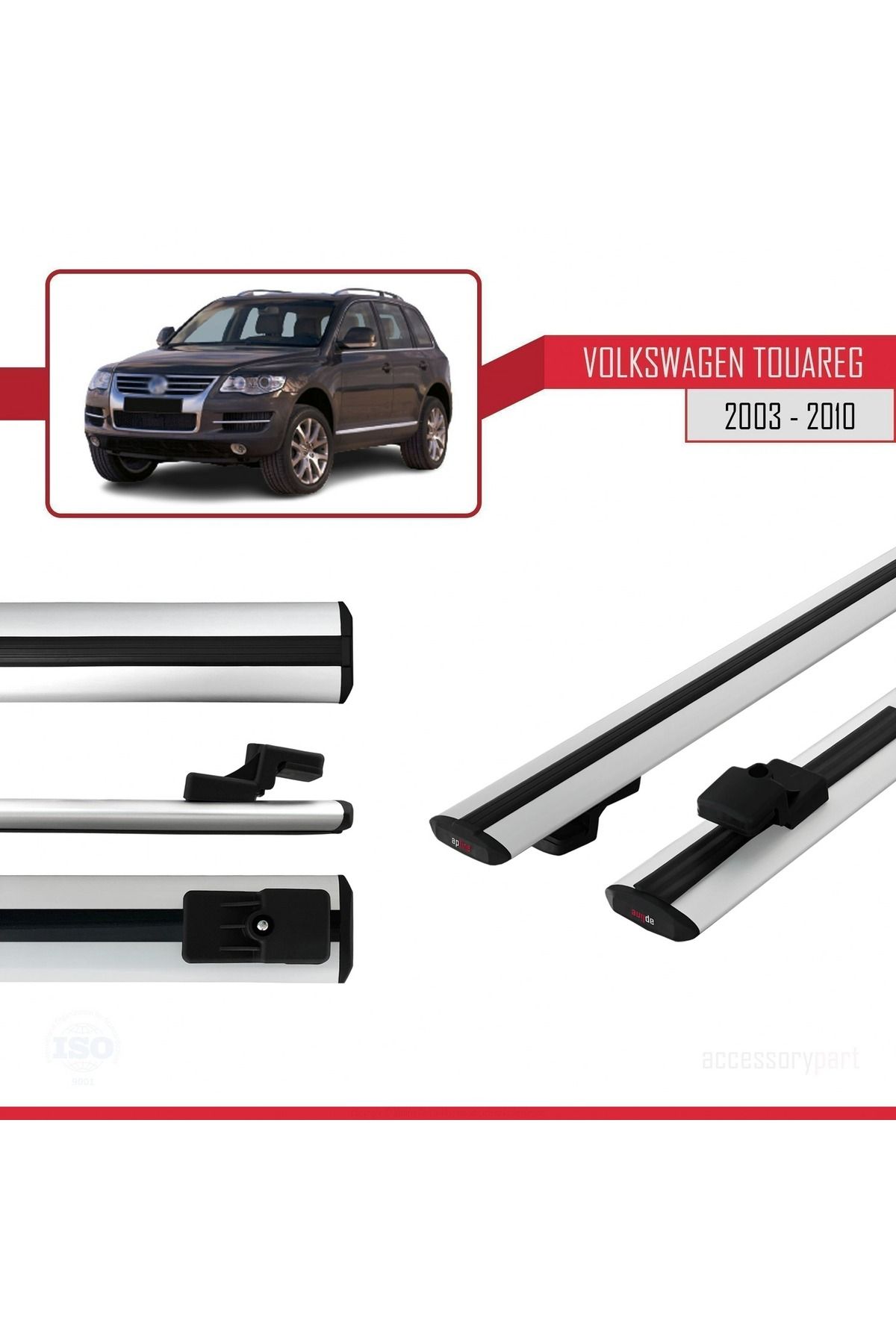 Volkswagen Touareg (7L) 2002-2010 Arası Ile Uyumlu Basıc Model Universal Ara Atkı Tavan Barı Gri 2 A