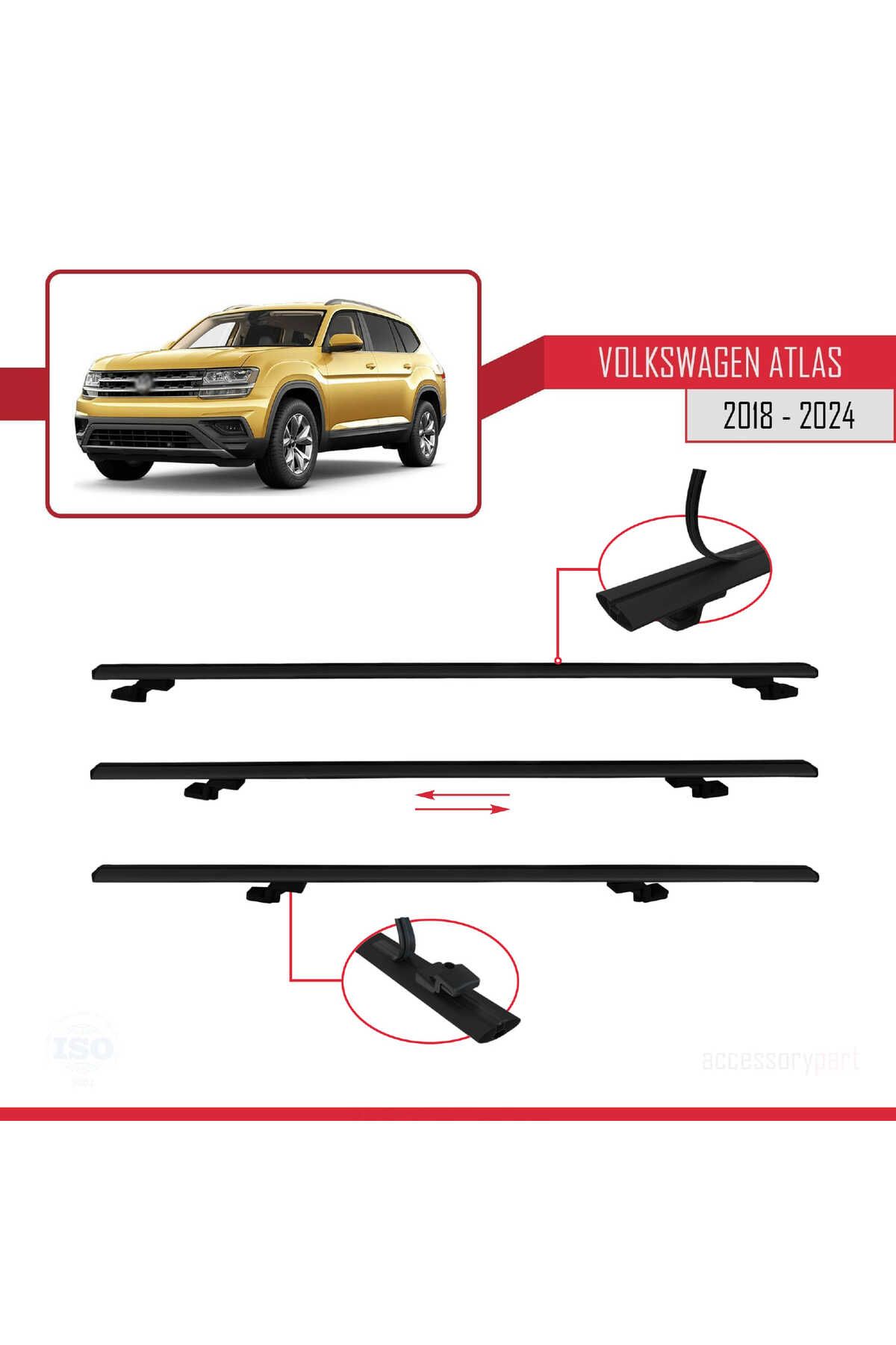 Volkswagen Atlas (CA1) 2018 Ve Sonrası Ile Uyumlu Basıc Model Universal Ara Atkı Tavan Barı Siyah 2