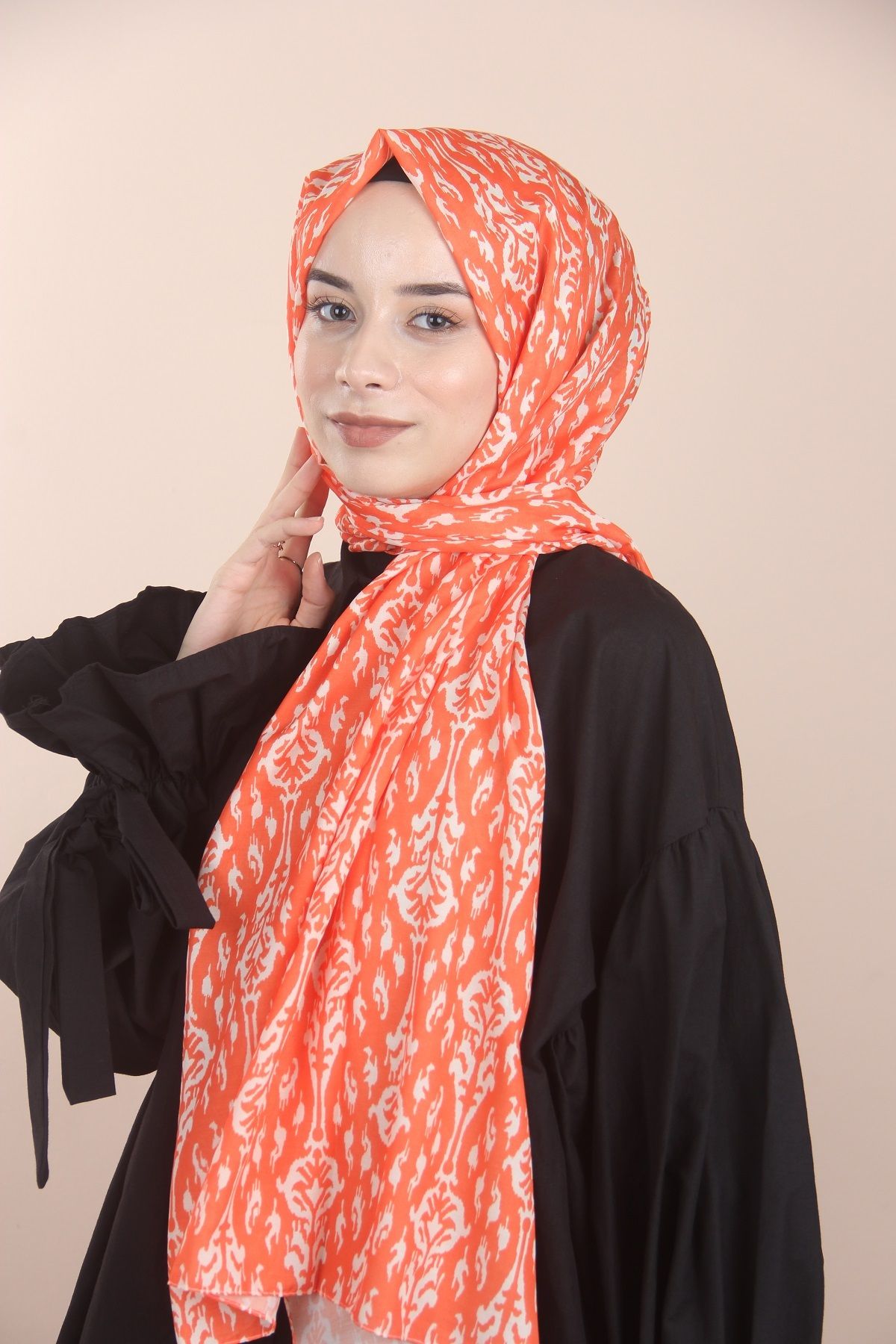 Orange Loryan Scarf Linen Summer Çini Şal