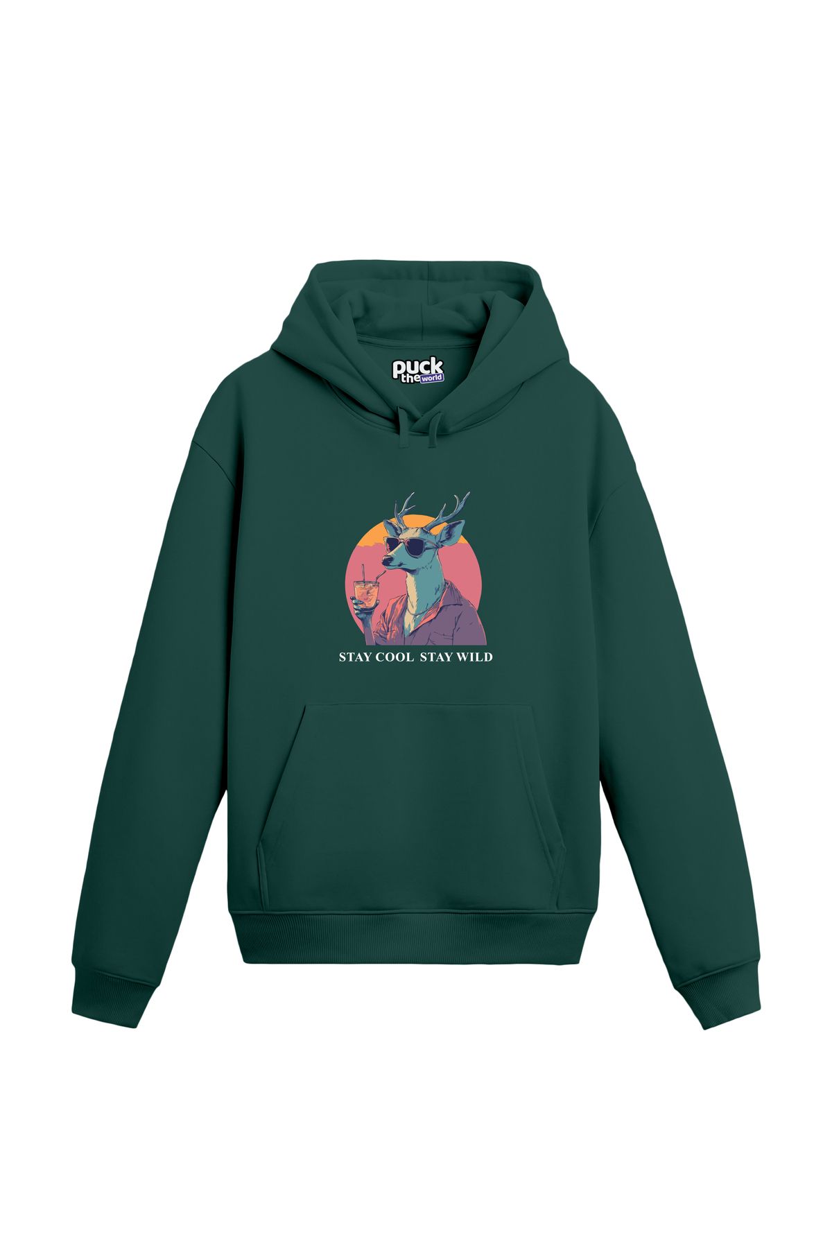 puck theworld Drunk DeerBaskılı Unisex Hoodie...