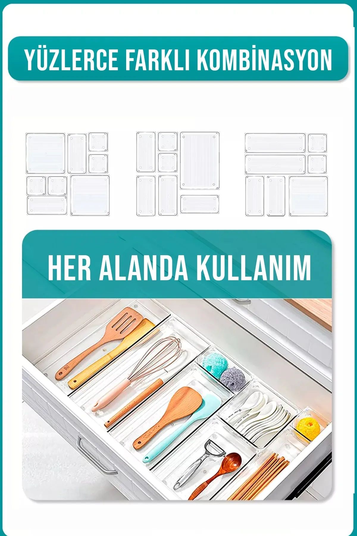 25'Lİ Modüler Çekmece Düzenleyici Organizer Çok Amaçlı Makyaj Kırtasiye Mutfak Banyo Düzenleyici