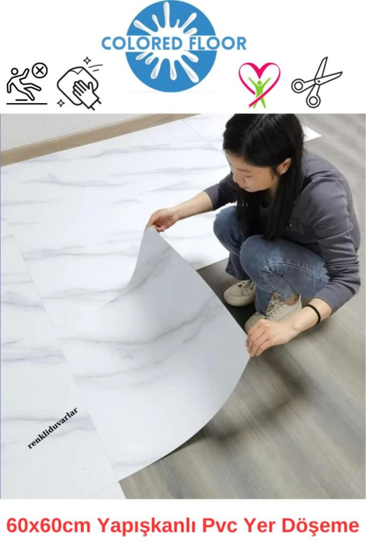 Renkli DuvarlarKendindenYapışkanlı Floor Pvc...