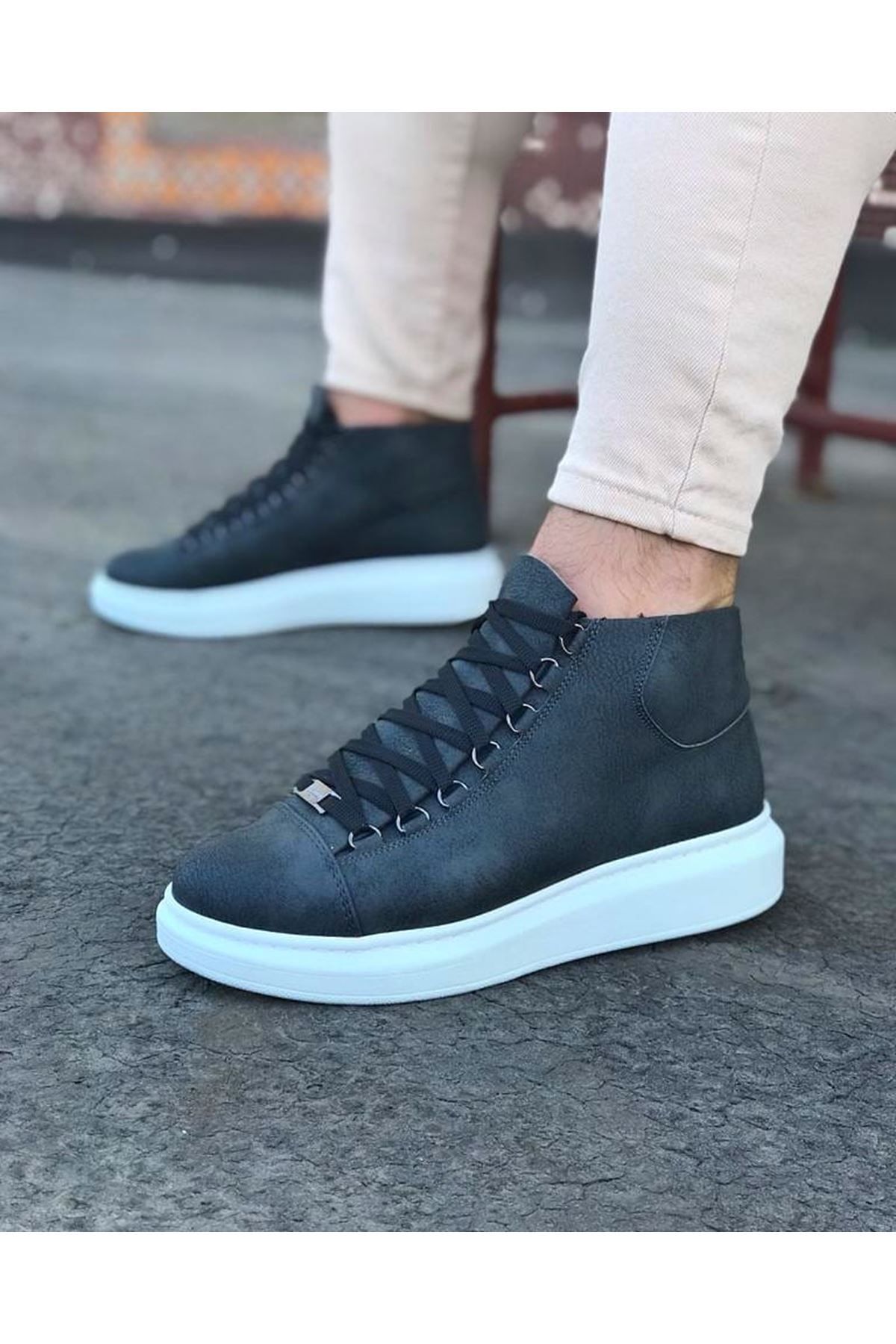 colezium Gri BağcıklıSneakers  Yarım Bilek Bo...