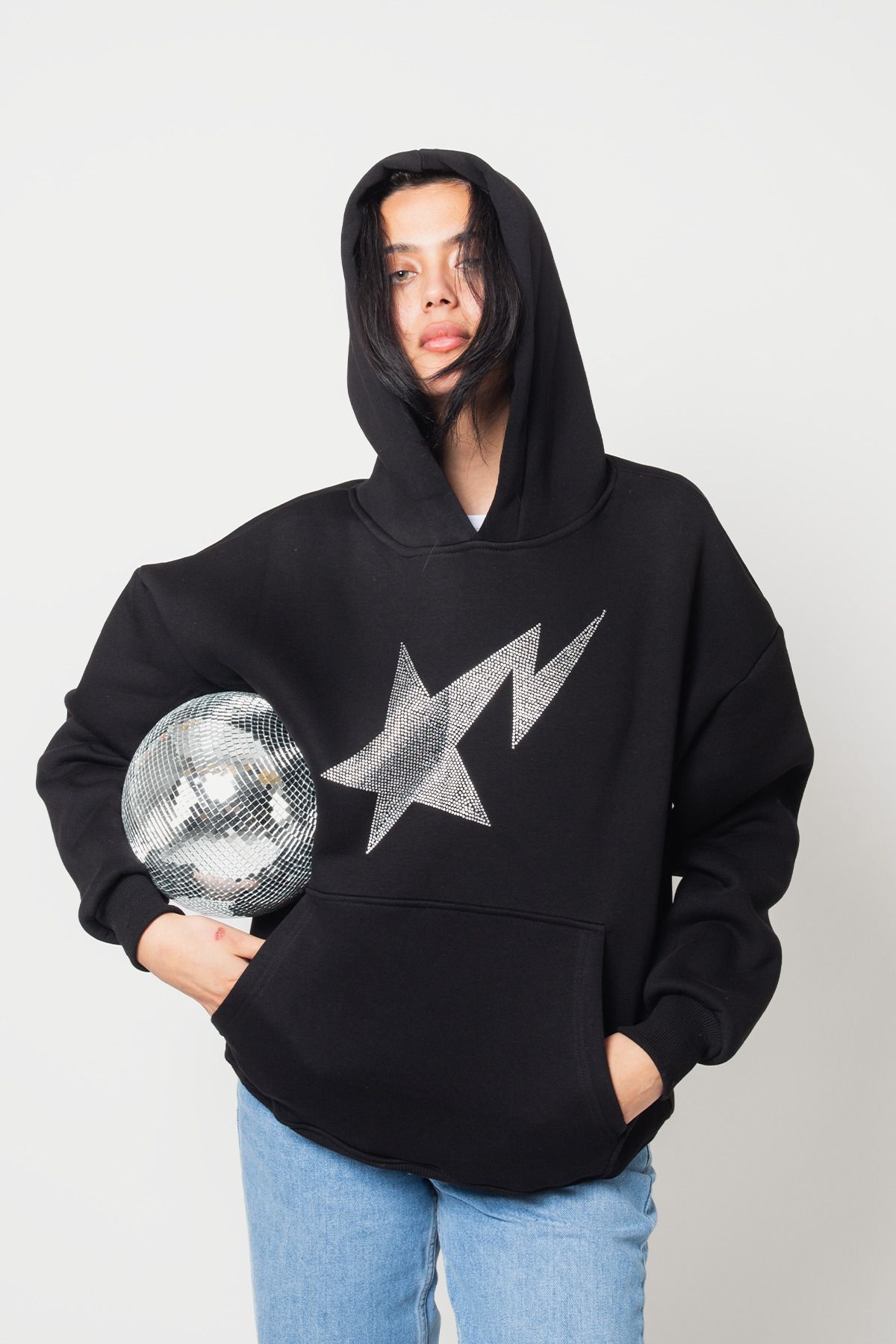 Bak ModaShining Star TaşBaskılı Oversize Unis...